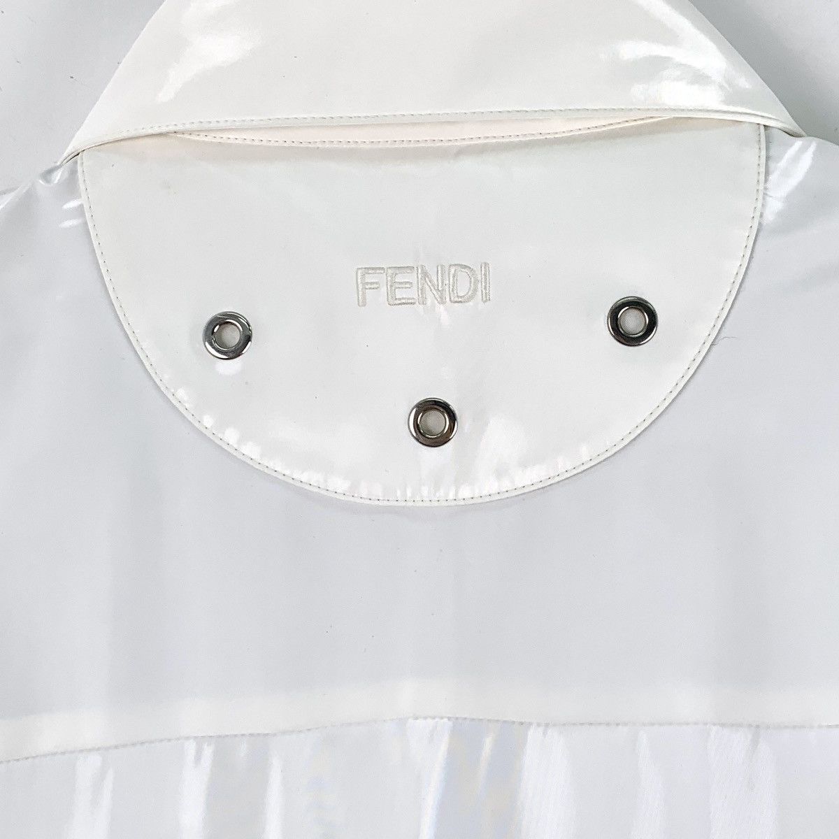 Fendi Fendi White Patent Leather Collared Long Sleeve Shirt K26WX Size S / US 4 / IT 40 - 5 Thumbnail