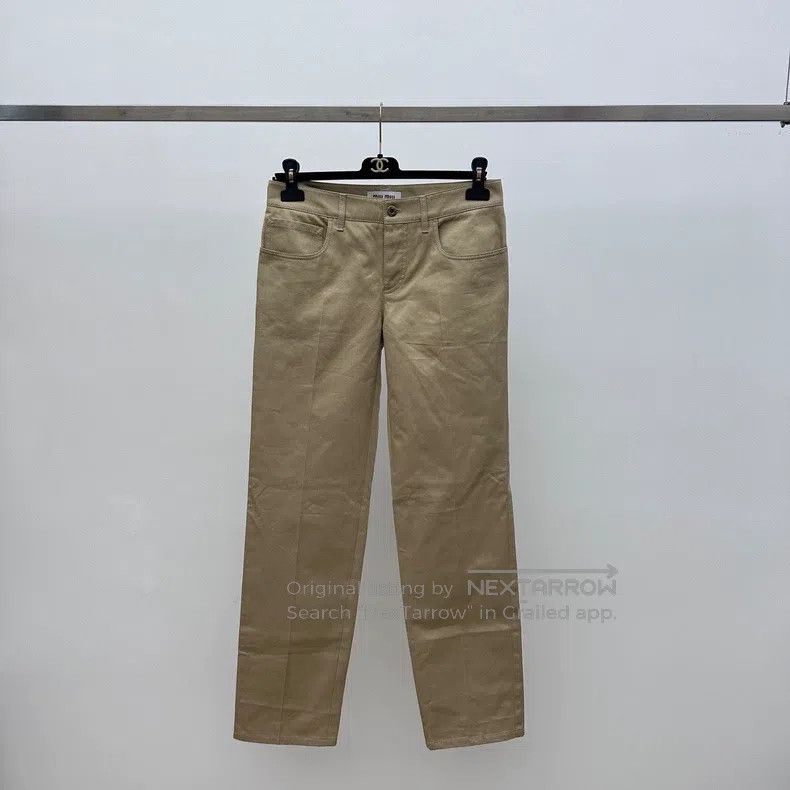 Miu Miu Miu Miu 38 Khaki overalls straight pants Size 37" - 2 Thumbnail