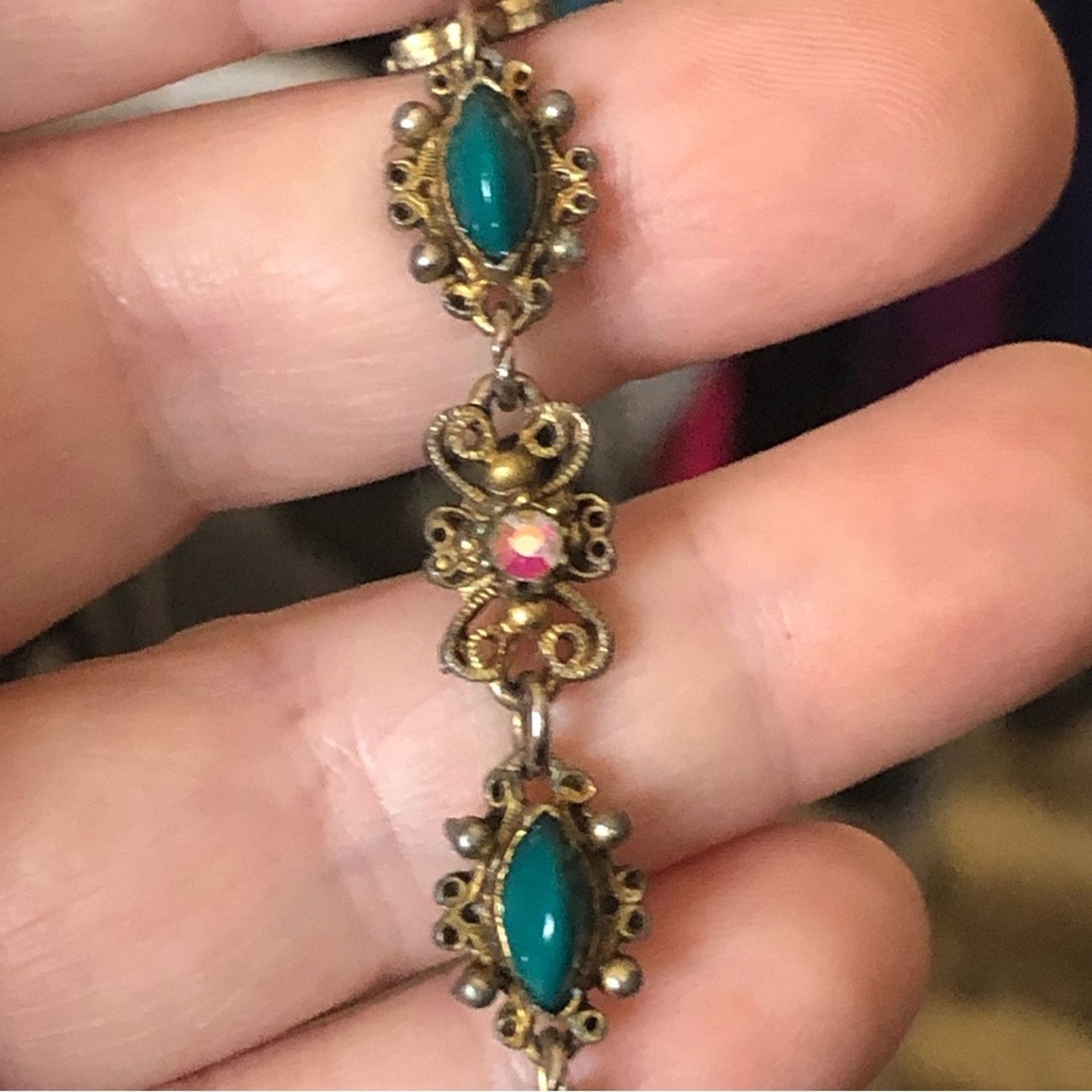 Vintage Vintage Florenza green marquis dome stone bracelet Size ONE SIZE - 6 Thumbnail