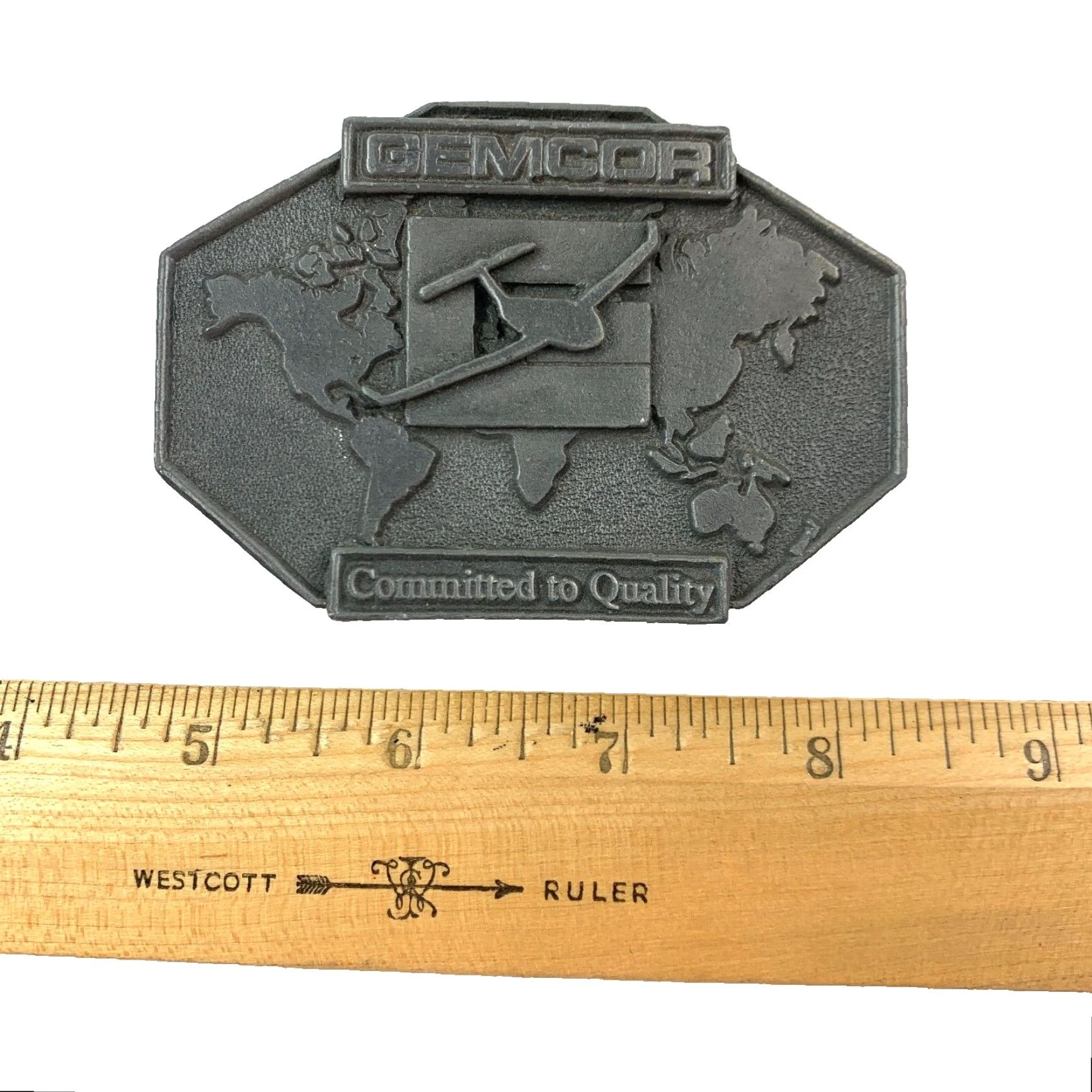 Vintage VINTAGE Gemcor Belt Buckle Cowboy & Western Metal Gemcor 1980s Silver Adult Unisex Quality Buckle Size ONE SIZE - 4 Thumbnail