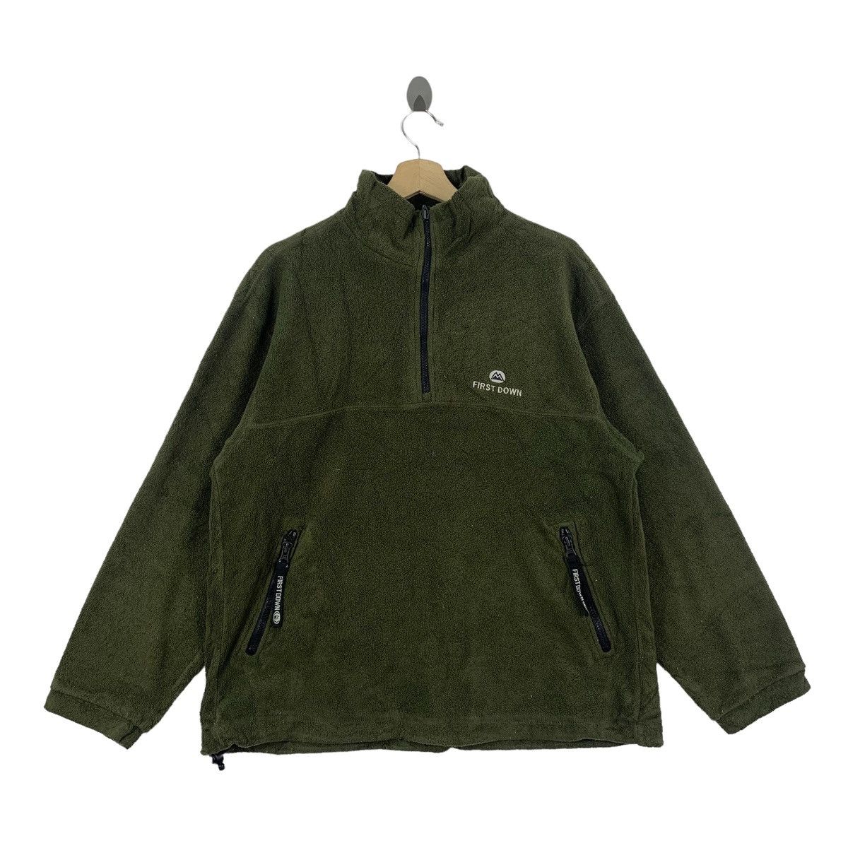 image of First Down Outdoor Sportswear Fleece Half Zipper in Green, Men's (Size Medium)