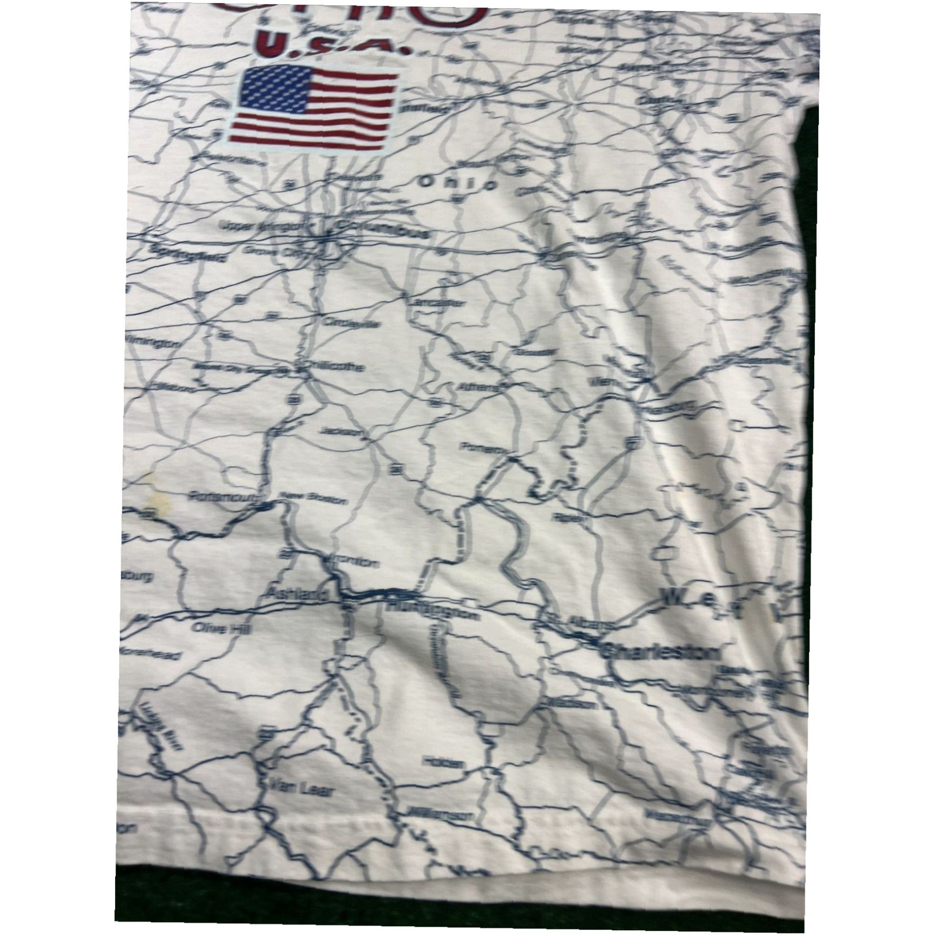 TEE JAYS Vtg Ohio Map White T-Shirt size large all over print big graphic 90s Size L / US 10 / IT 46 - 3 Thumbnail