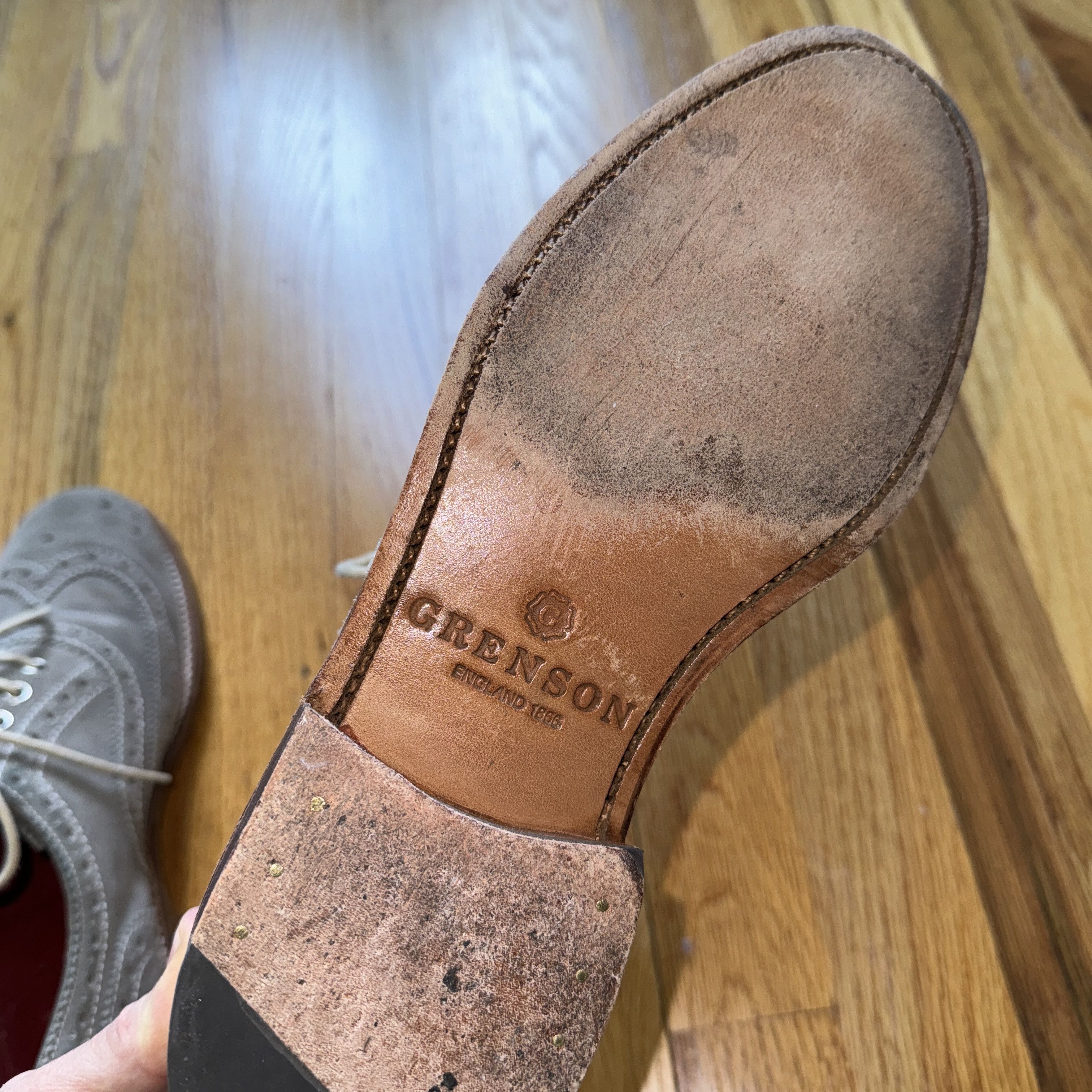 Grenson GRENSON GREY SUEDE BROGUE OXFORD SHOES WILLIAM MEN'S SIZE 8 Size US 8 / EU 41 - 9 Thumbnail