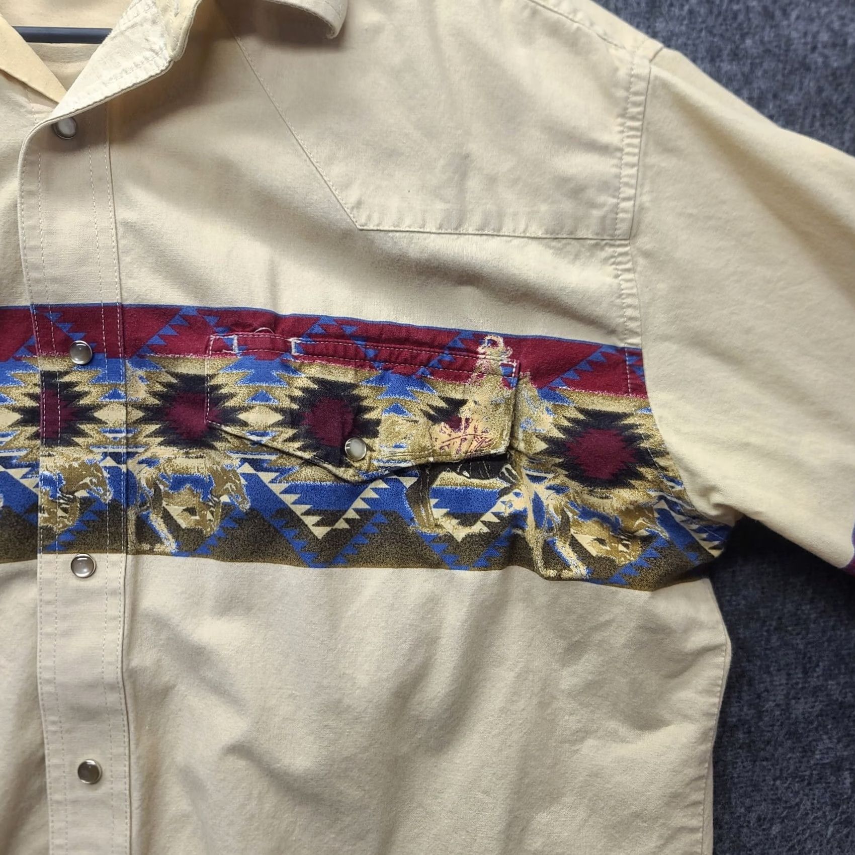 Wrangler VINTAGE Wrangler Brushpopper Mens L Pearl Snap Cowboy Western Rancher Rodeo Shirt Size US L / EU 52-54 / 3 - 3 Thumbnail