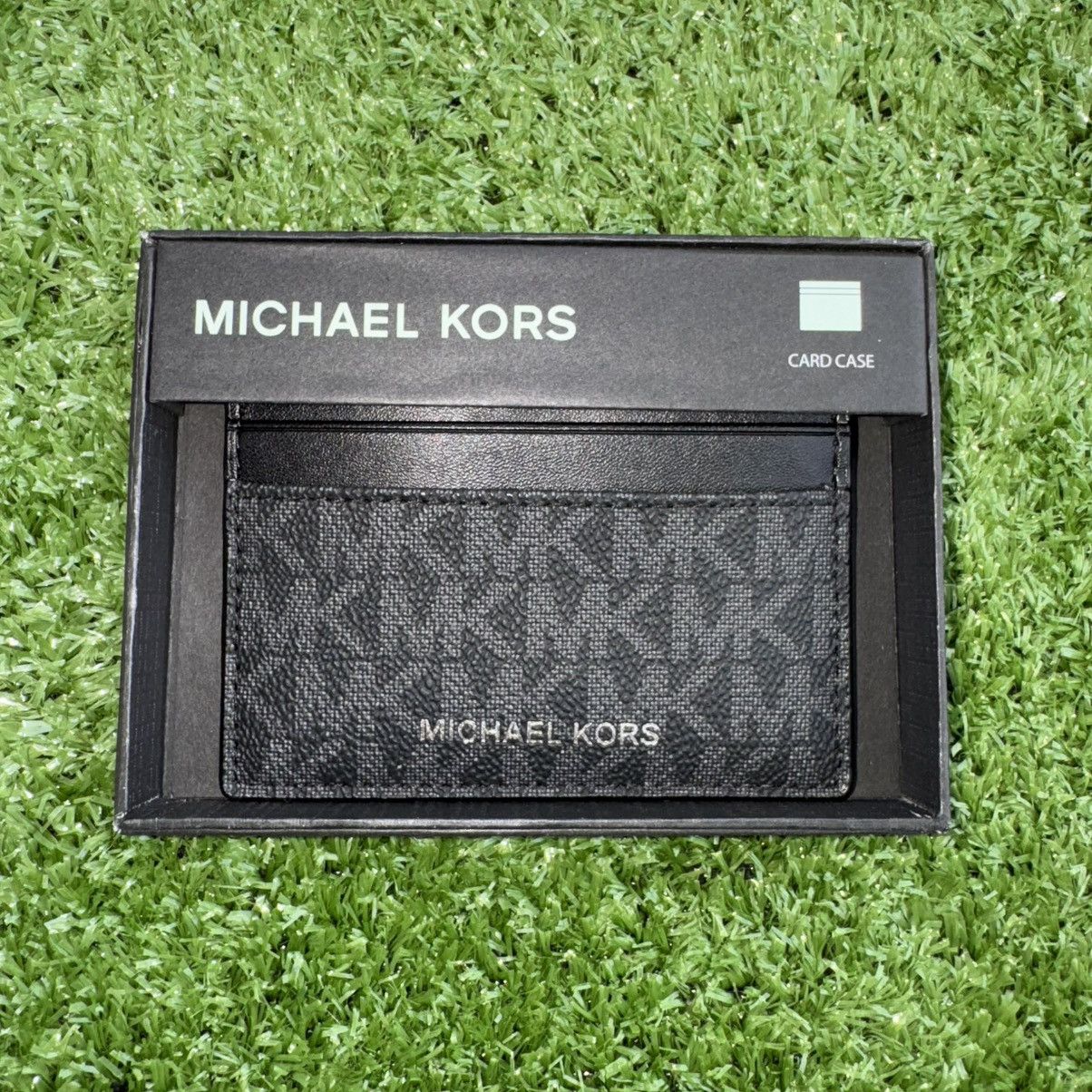 Michael Kors × Vintage Michael Kors Black Monogram Jet Set Leather Card Case Wallet Size ONE SIZE - 1 Thumbnail