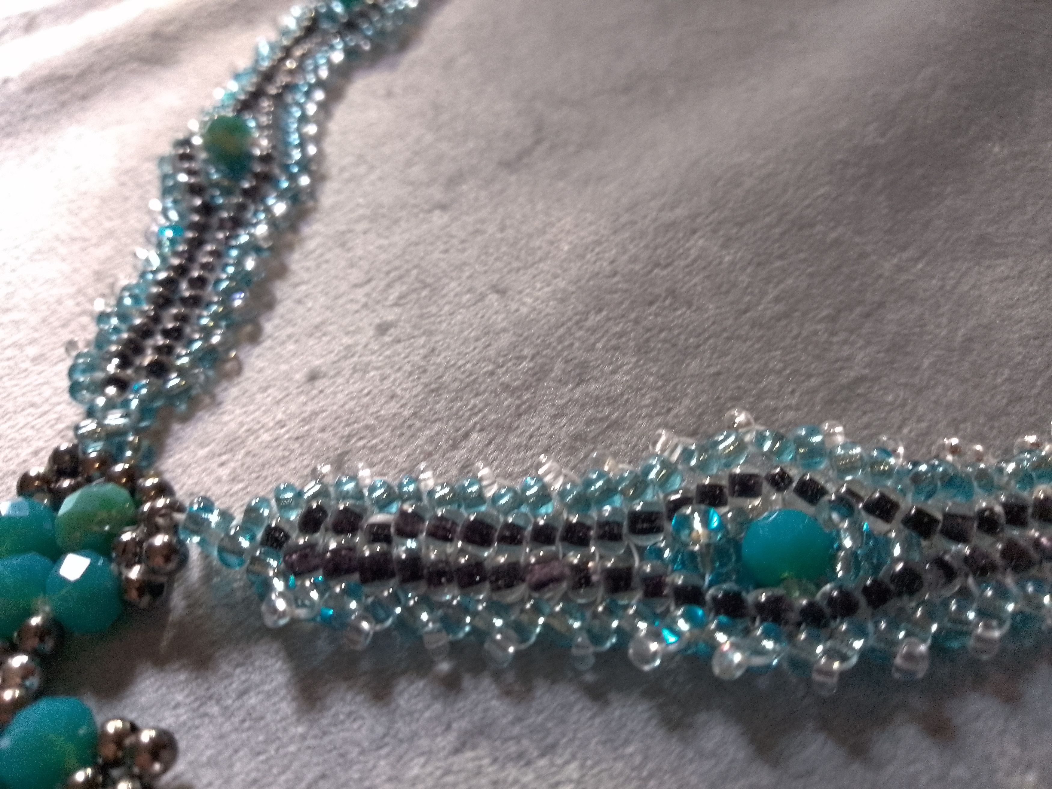 Handmade Necklace Pendant Cross Beaded Crystals Black Turquoise Size ONE SIZE - 8 Thumbnail