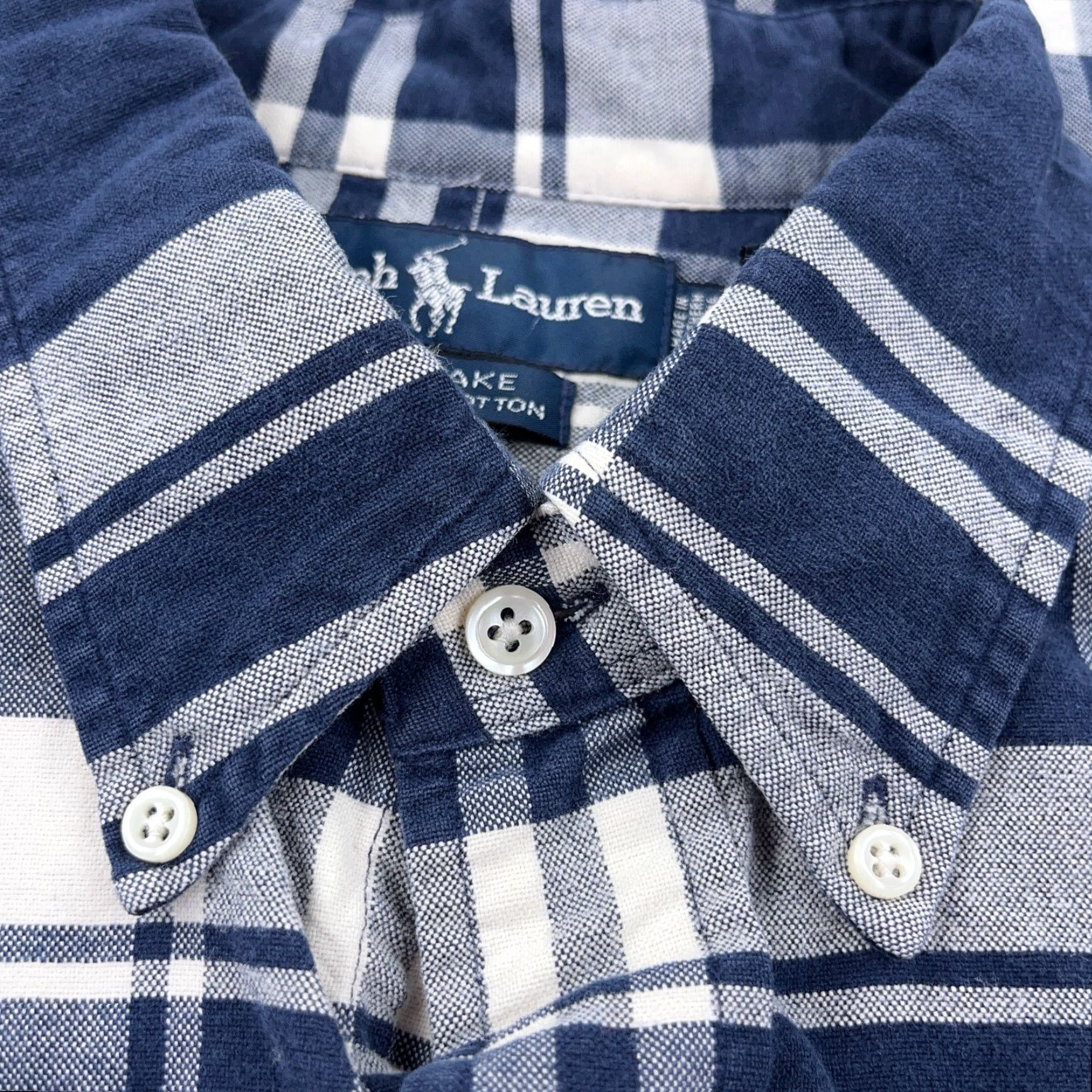 Ralph Lauren VINTAGE Ralph Lauren Shirt Men XL Blue White Plaid Button-Up Oxford Blake Tartan 90s Style Mens Size US L / EU 52-54 / 3 - 5 Thumbnail