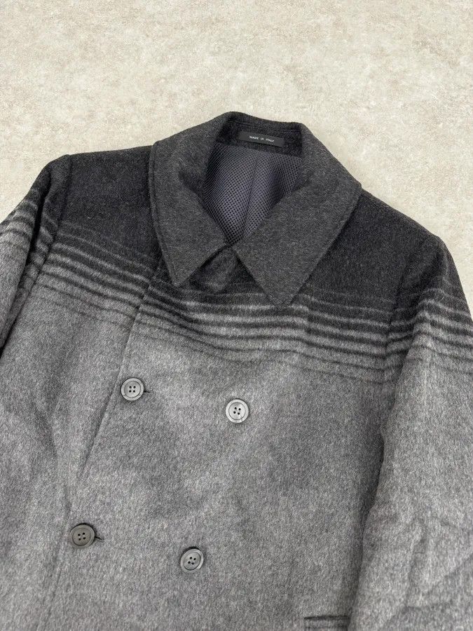 Armani FW2013 Emporio Armani Grey Gradient Striped Yellow Duffle Coat Size US L / EU 52-54 / 3 - 6 Thumbnail