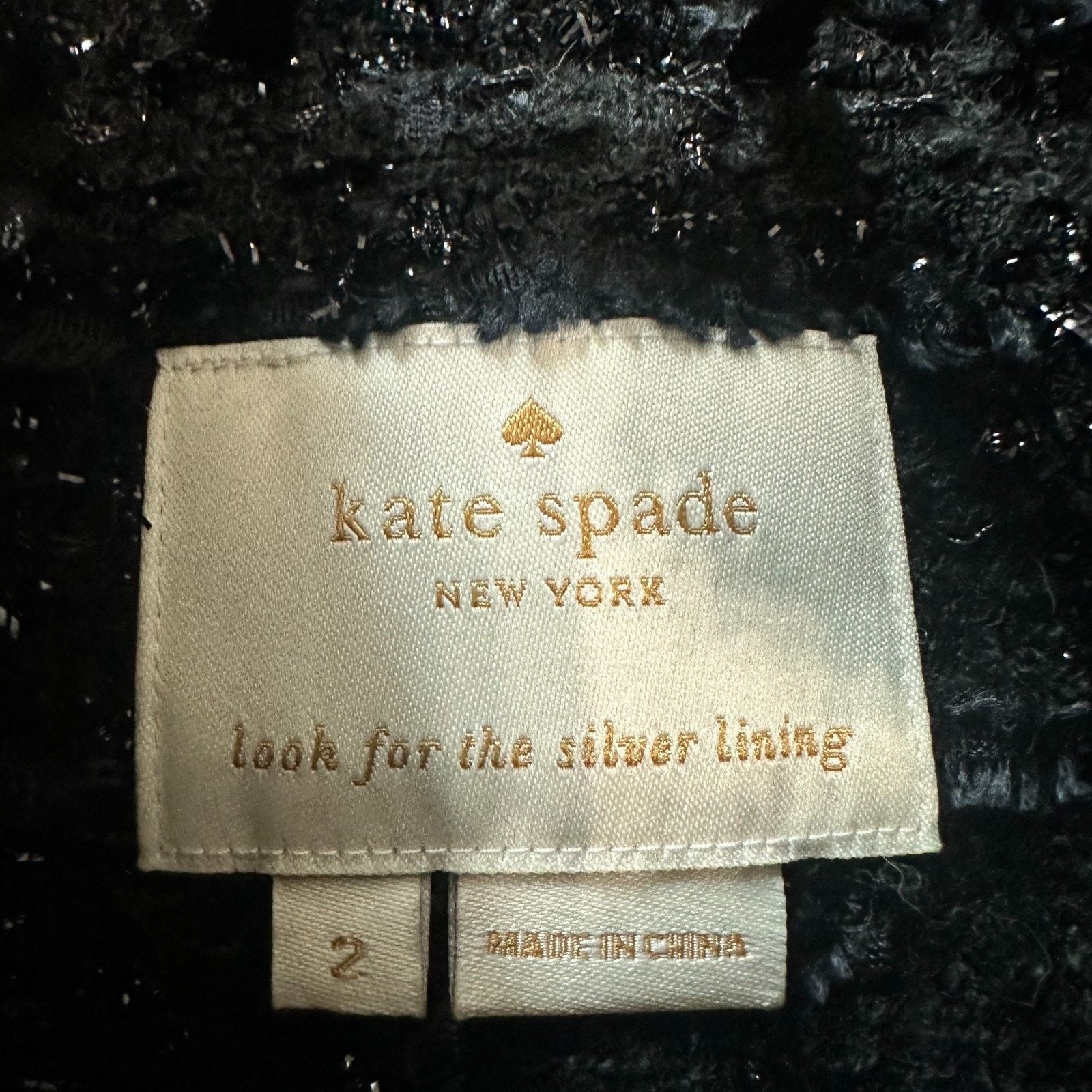 Kate Spade Kate Spade Open Tweed Jacket Size 2 Raw Fringe Black Blazer Size XS / US 0-2 / IT 36-38 - 3 Thumbnail