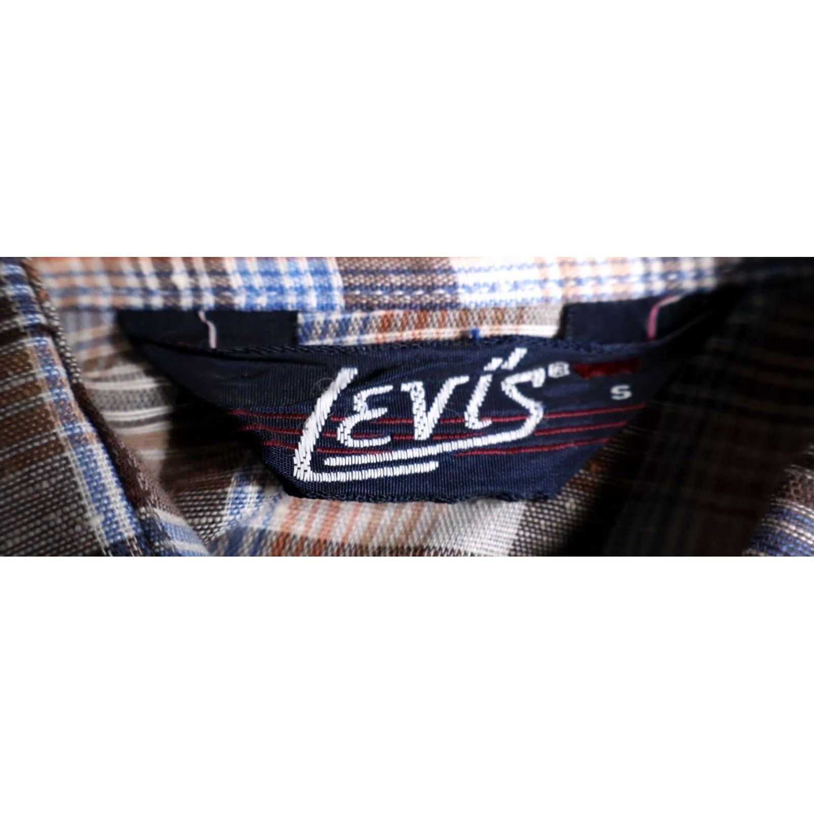 Levi's VINTAGE Levi's Shirt Men's Small Brown Orange Plaid White Tab Grunge Thin Fabric 70s Size US S / EU 44-46 / 1 - 3 Thumbnail