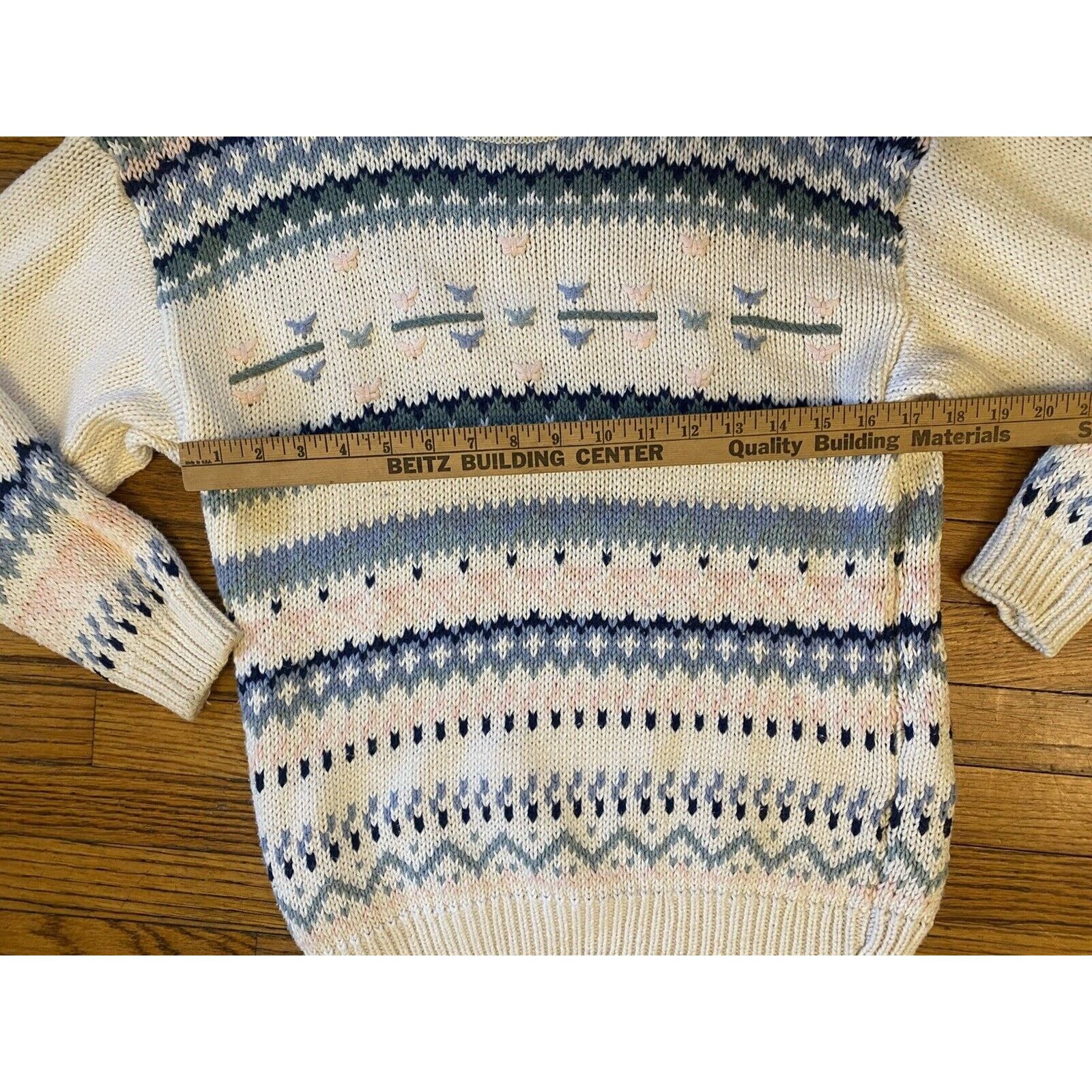 Other VTG 62 East Women's Knit Sweater Floral Striped Medium Blue Size M / US 6-8 / IT 42-44 - 5 Thumbnail