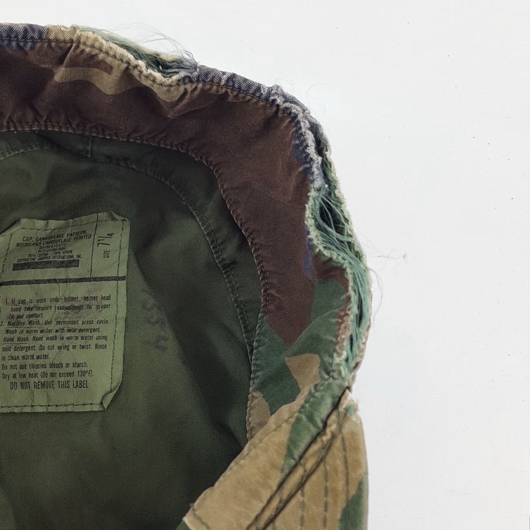 Vintage VINTAGE US Army Woodland Camo Army Cap Size 7 1/4 Military Hat BDU Distressed Green Retro Y2K Mens Size ONE SIZE - 6 Thumbnail