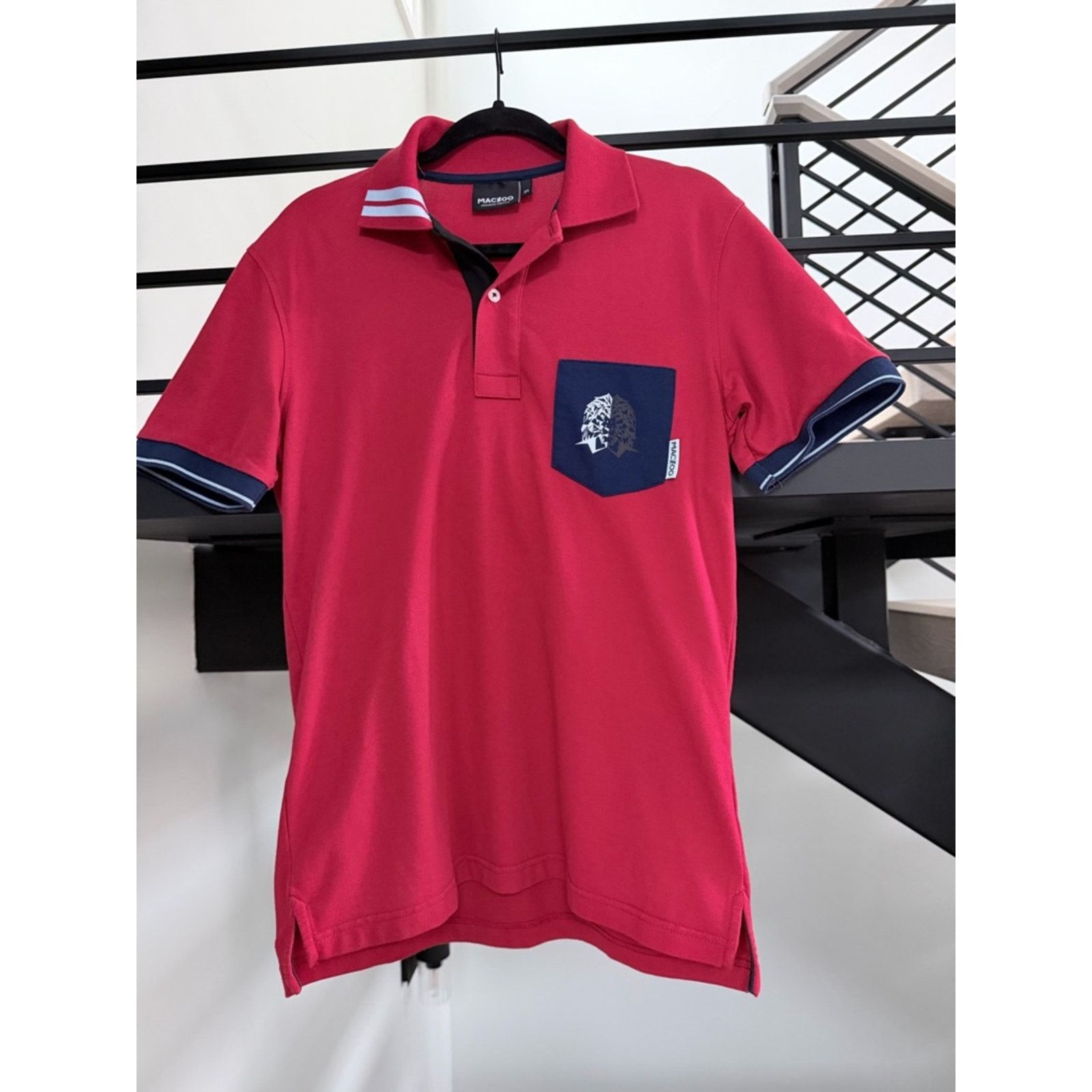 Maceoo Men's Maceo Red Polo Shirt with Navy Pocket and lion 🦁 S Size US S / EU 44-46 / 1 - 6 Thumbnail
