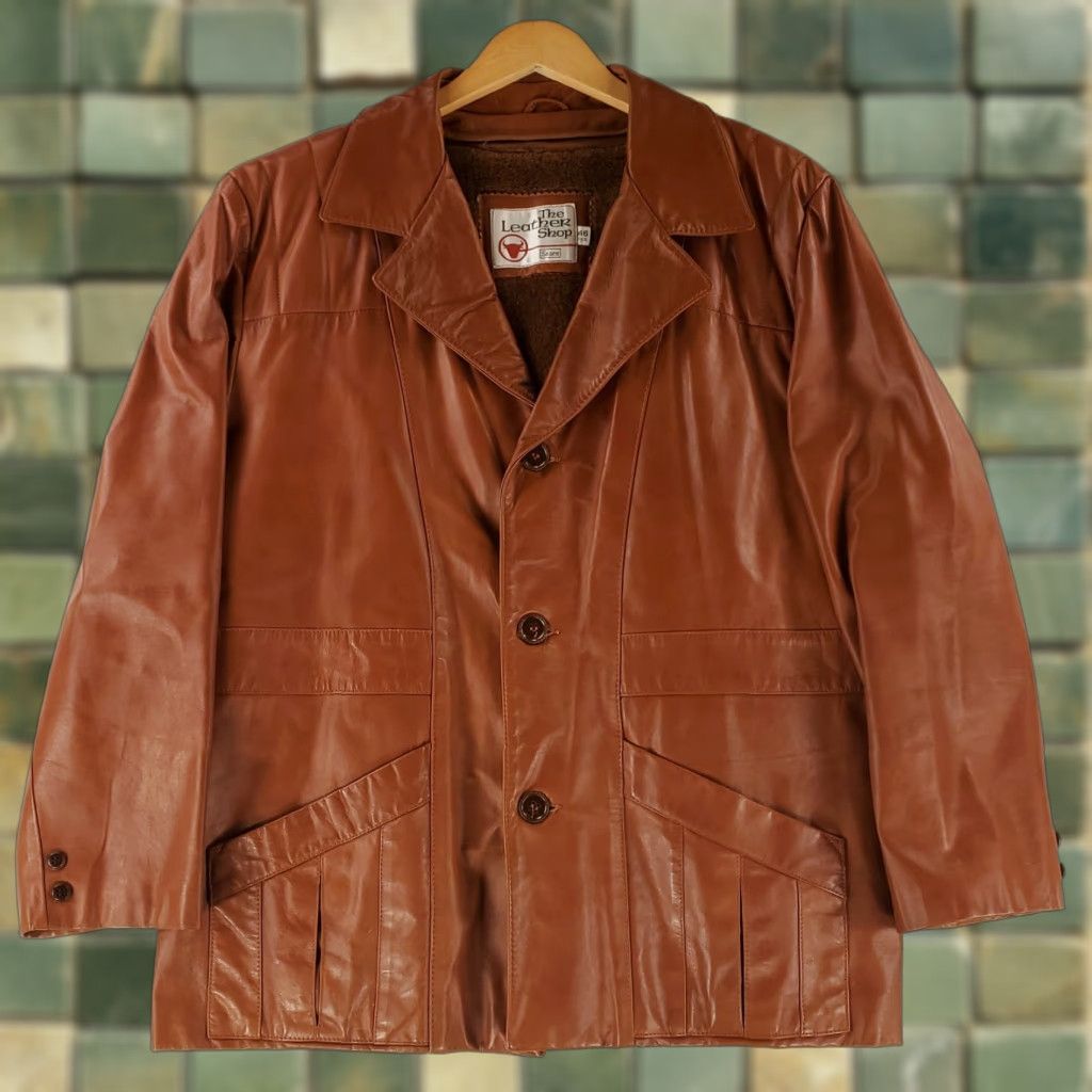 Sears VINTAGE Sears Leather Shop VTG 70s Leather Jacket Car Coat Brown Mens 46 Reg Jacket Mens Brown 46 Reg Size US S / EU 44-46 / 1 - 1 Thumbnail