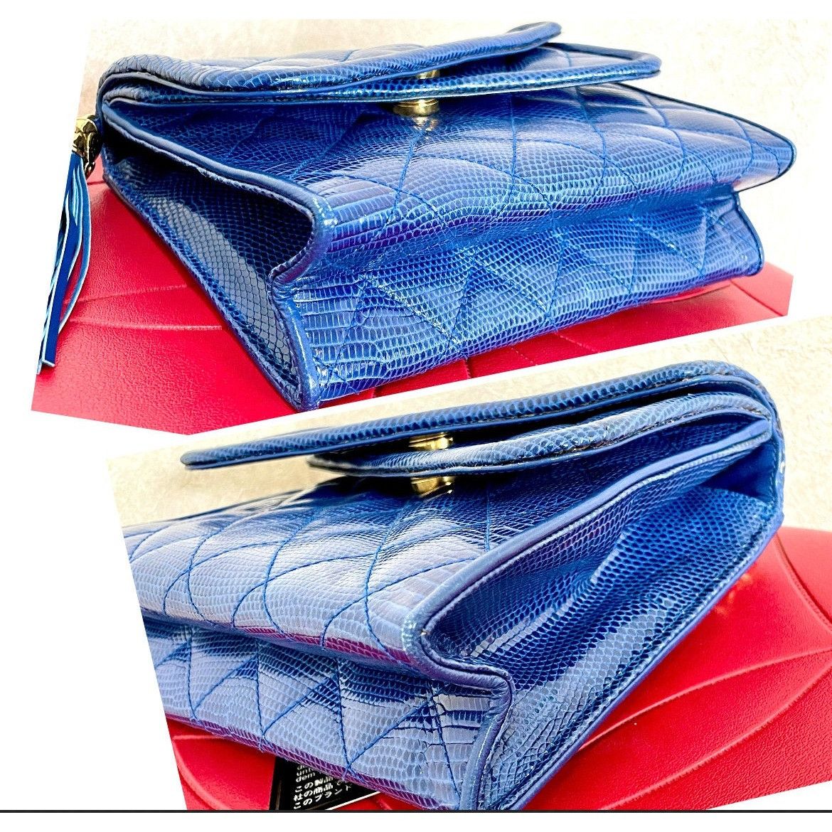 Chanel MINT. Vintage CHANEL blue lizard leather shoulder bag. Size ONE SIZE - 8 Thumbnail