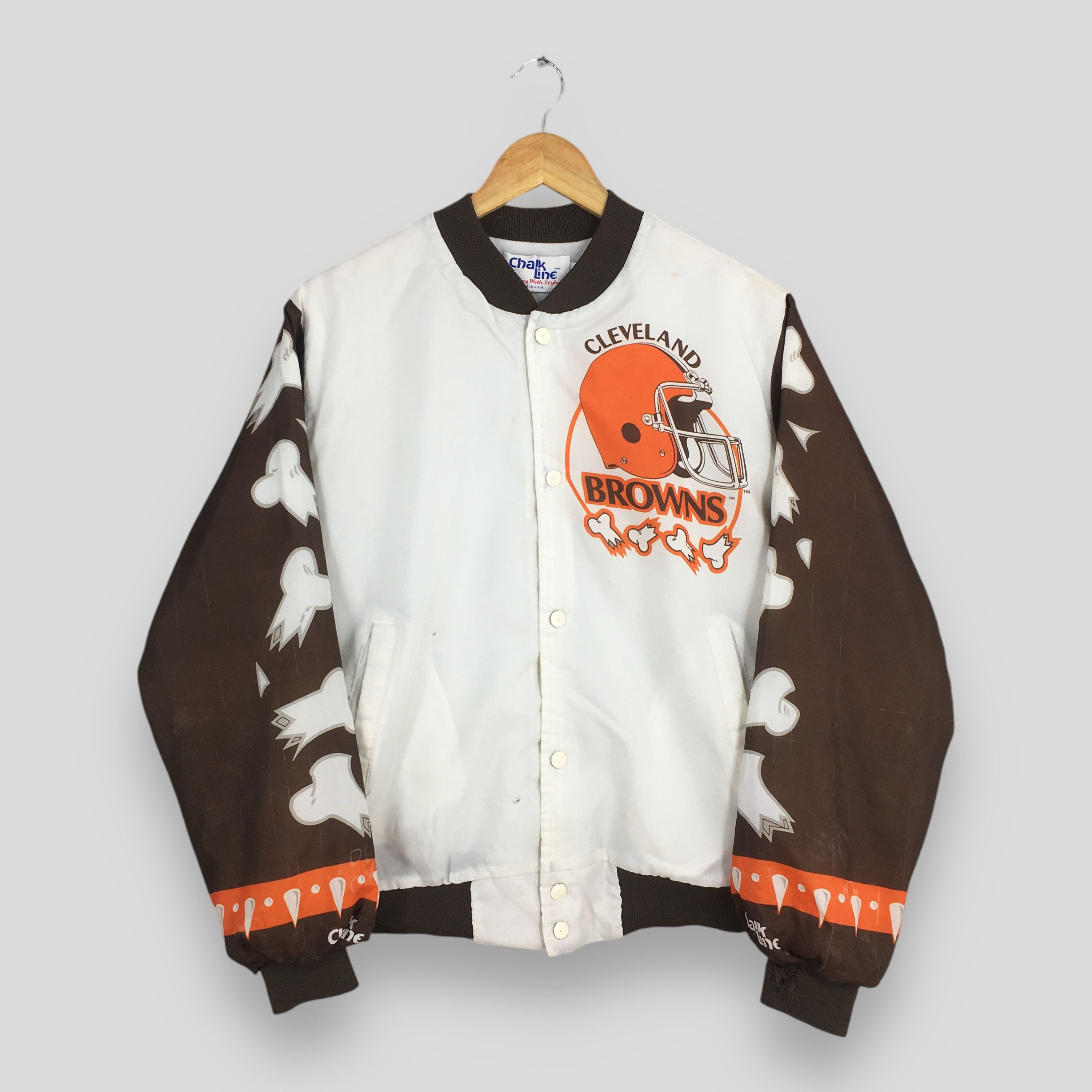 Chalk Line Vintage 90s Cleveland Browns Dawgs NFL Varsity Jacket Medium Size US M / EU 48-50 / 2 - 3 Thumbnail