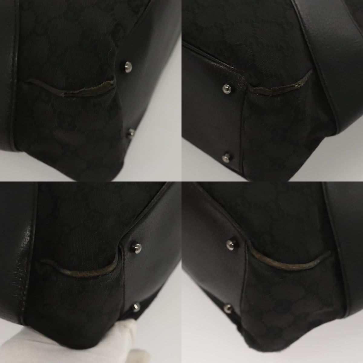 Gucci GUCCI GG Canvas Tote Bag Black Silver Size ONE SIZE - 10 Thumbnail