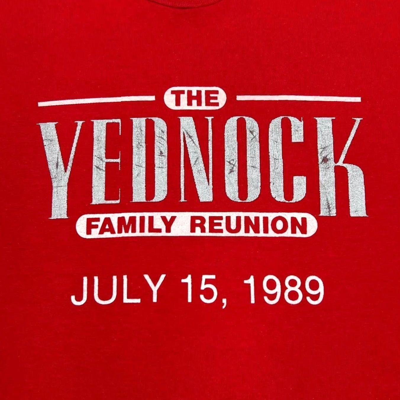 Vintage VINTAGE Screen Stars The Yednock Family Reunion T-Shirt L Red Graphic Print 1989-1999 Mens XL Large Shirt Size US L / EU 52-54 / 3 - 4 Thumbnail