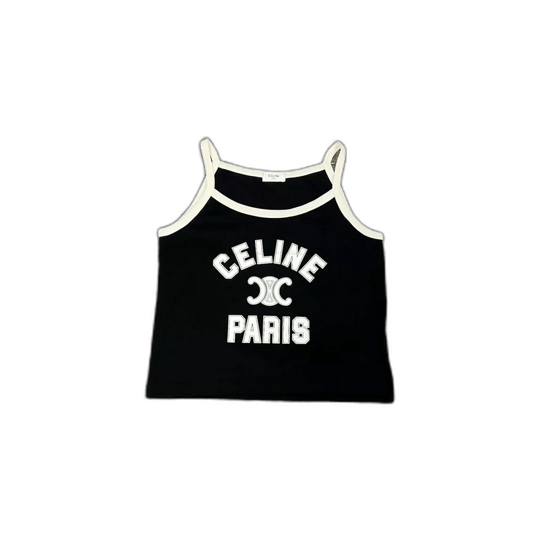 Celine Celine Black Logo Tank Top with Straps Size US M / EU 48-50 / 2 - 1 Thumbnail