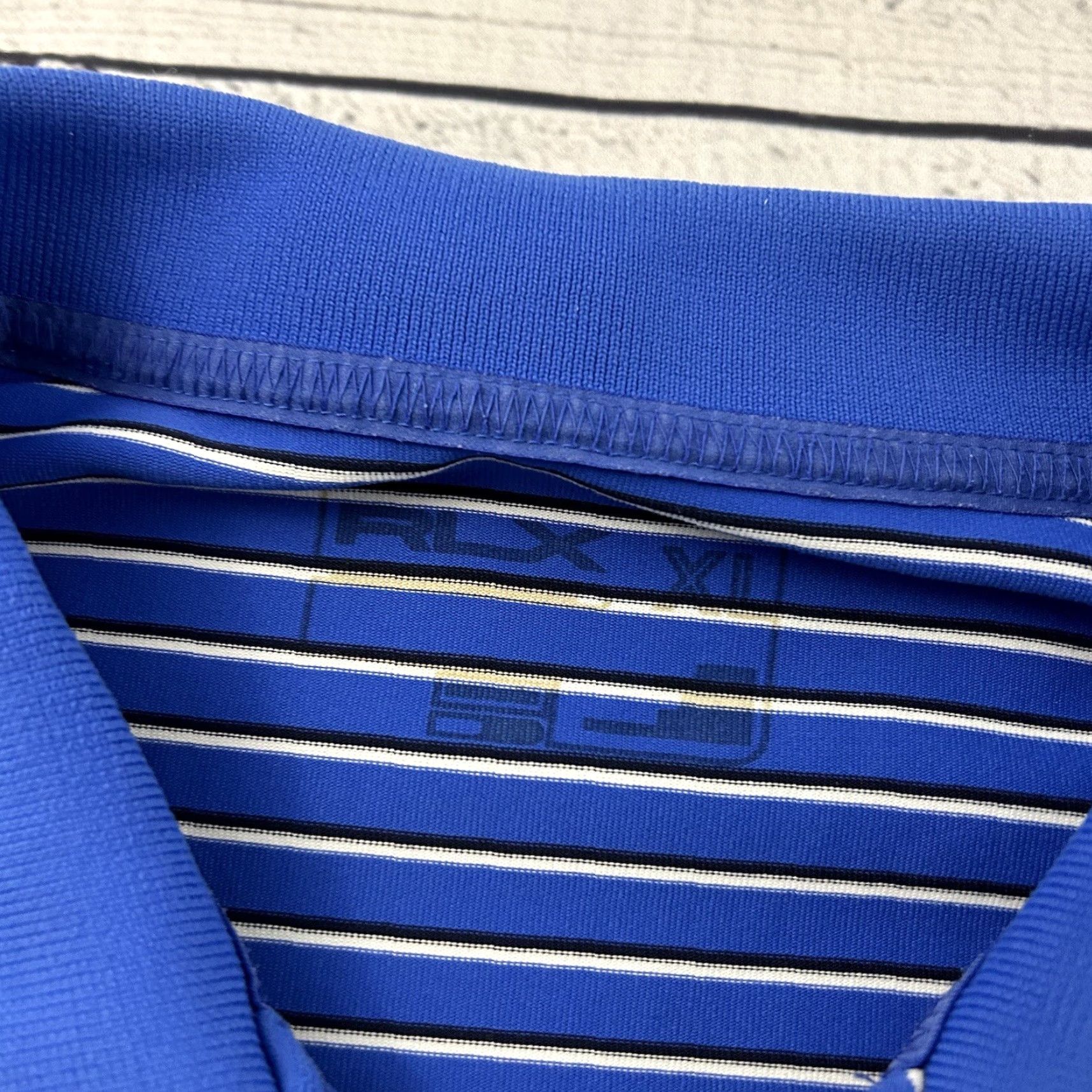 RLX Ralph Lauren RLX Ralph Lauren Short Sleeve Striped Polo Shirt XL Blue Mens Button-Up" Size US XL / EU 56 / 4 - 4 Thumbnail