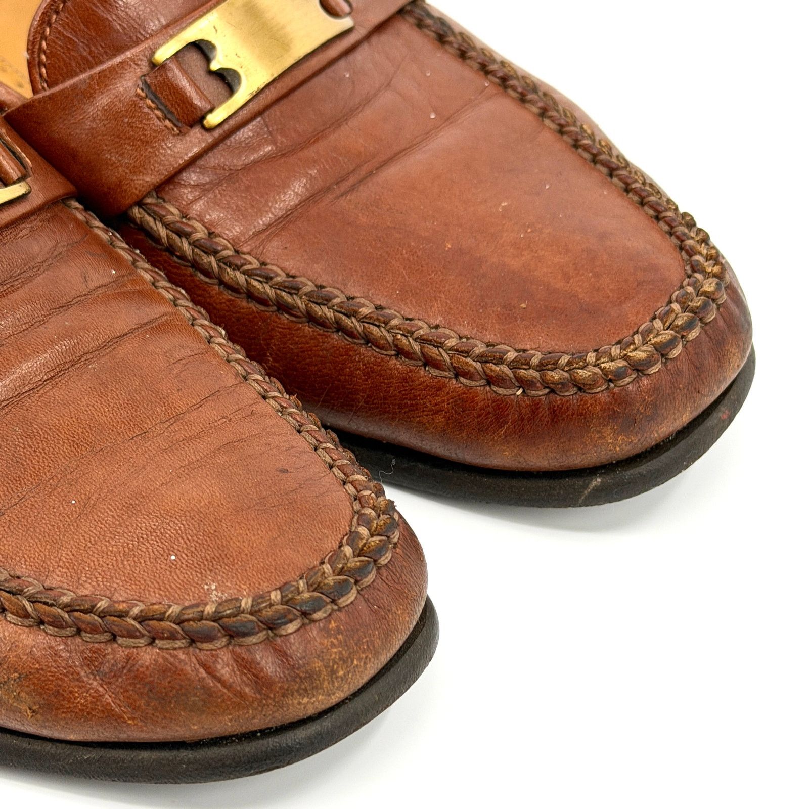 Bally Vintage 80s Italian Brown Leather Ruvera Gold Bit Loafers Size US 6.5 / EU 39-40 - 4 Thumbnail