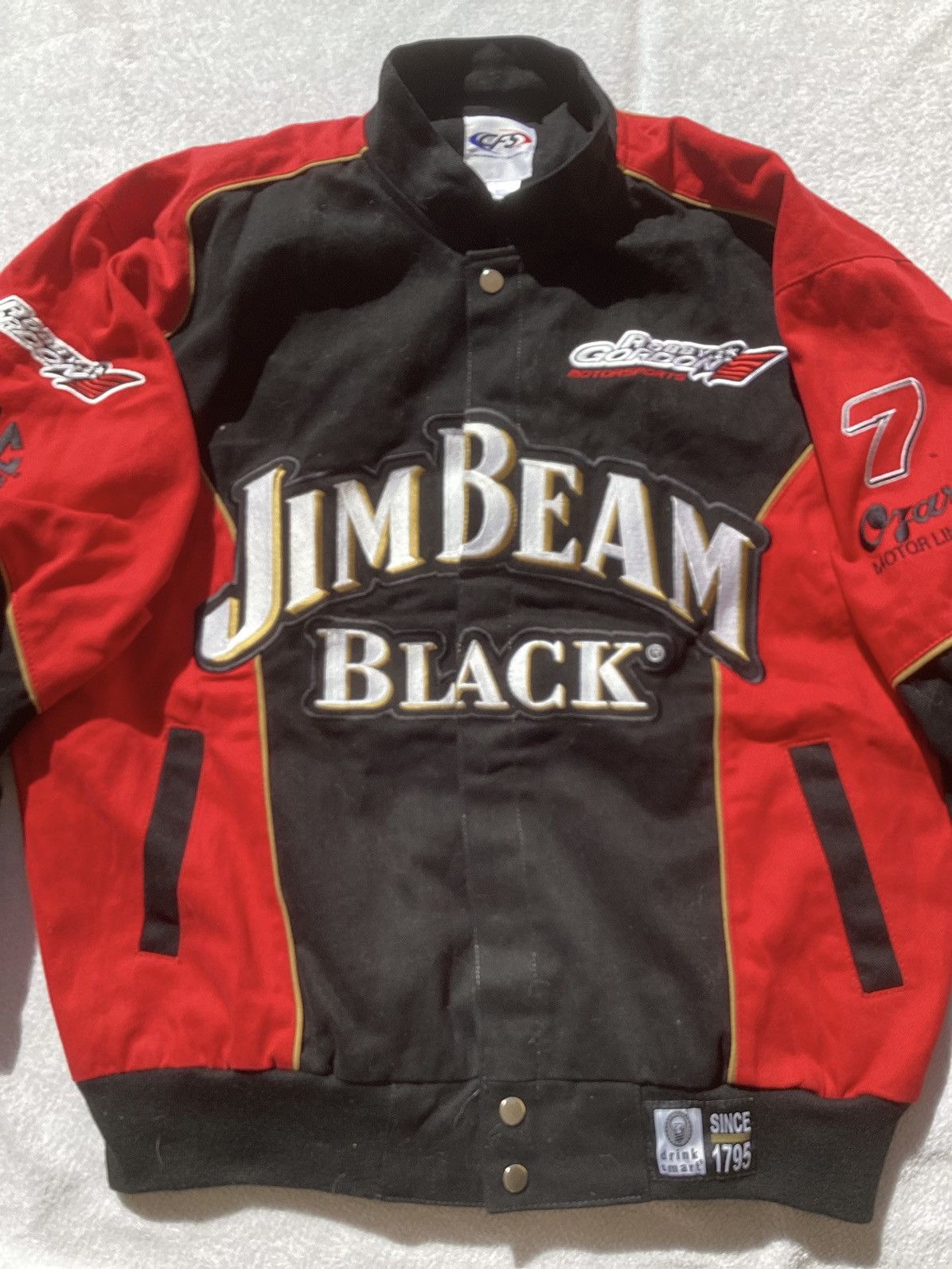 NASCAR Vtg Robby Gordon Jim beam black whiskey racing twill jacket Size US L / EU 52-54 / 3 - 2 Thumbnail