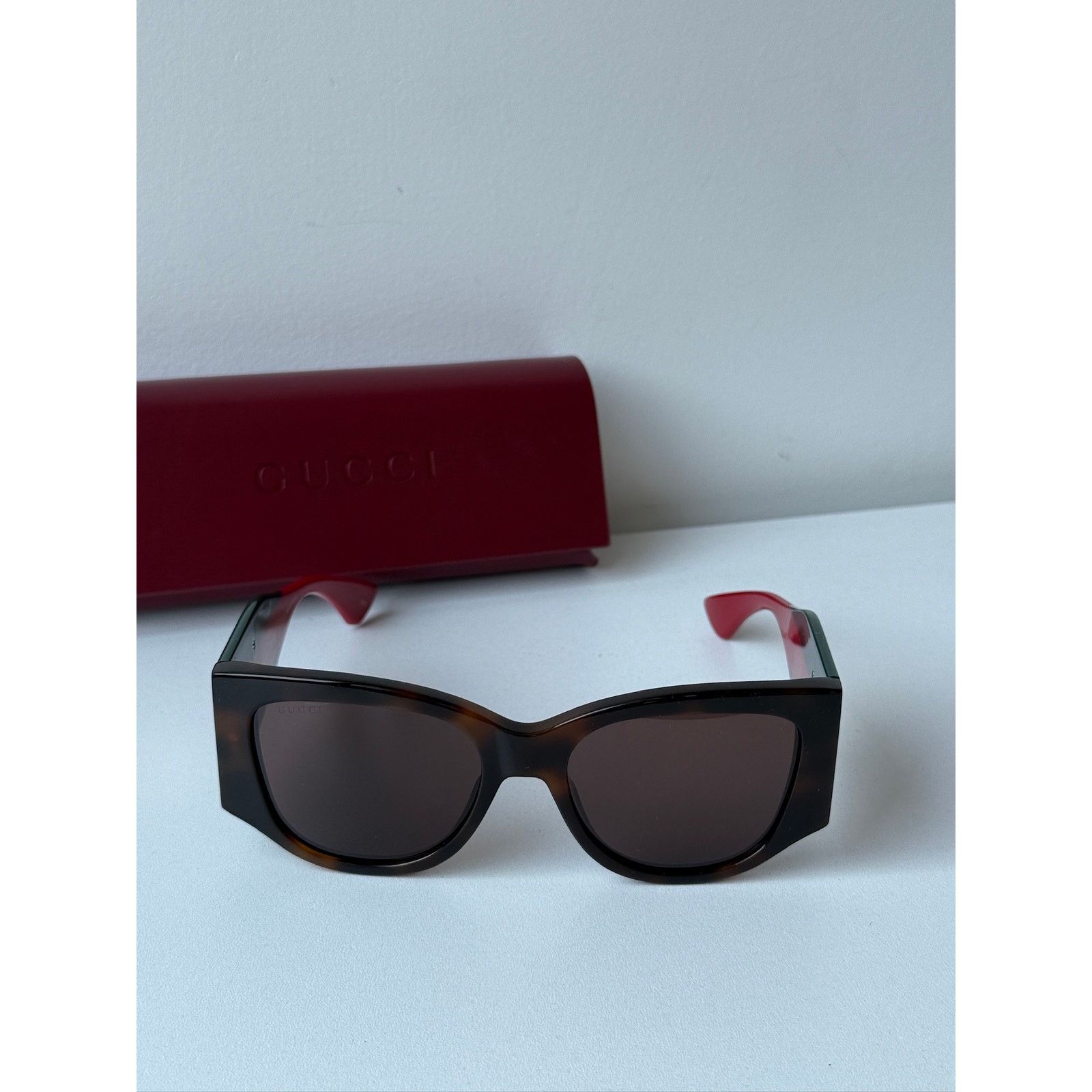 Gucci NEW Gucci GG2115S Havana Thick Leg Striped Sunglasses $480 Size ONE SIZE - 5 Thumbnail