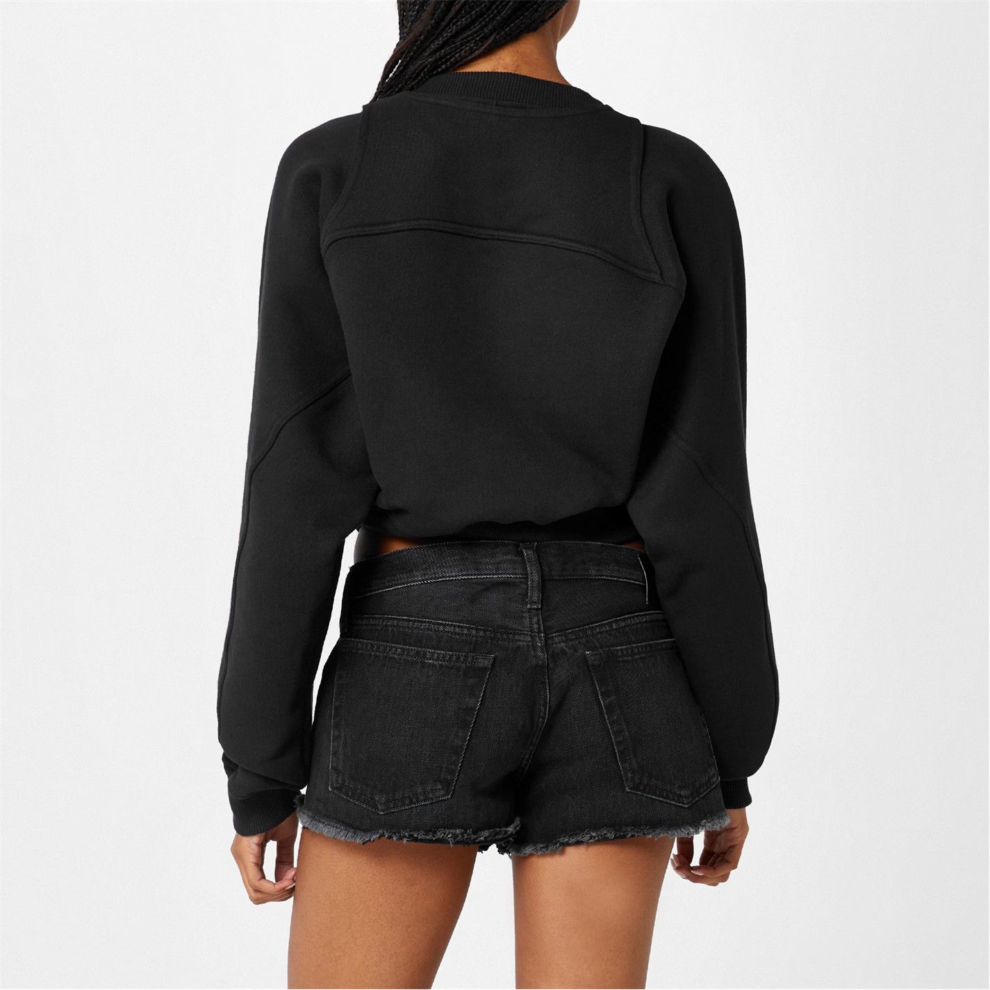 Off-White o1g2r1mq1224 Stamp Cropped Crew Sweater in Black Size XXS / US 00 / IT 34 - 5 Thumbnail