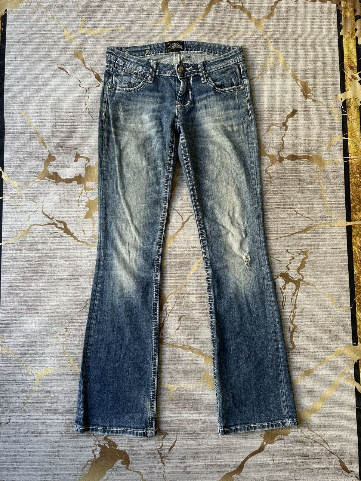 Tornado Mart FLARE Be/Rock For Express Distressed Denim Size 27" / US 4 / IT 40 - 3 Thumbnail