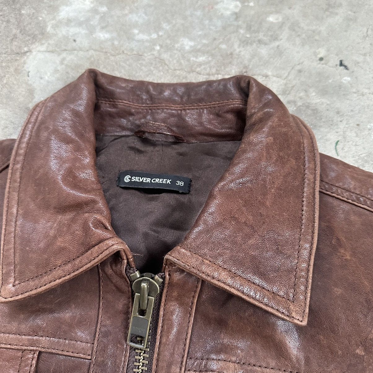 Vintage Vintage Avant Garde Leather Brown Jacket Size XS / US 0-2 / IT 36-38 - 8 Thumbnail