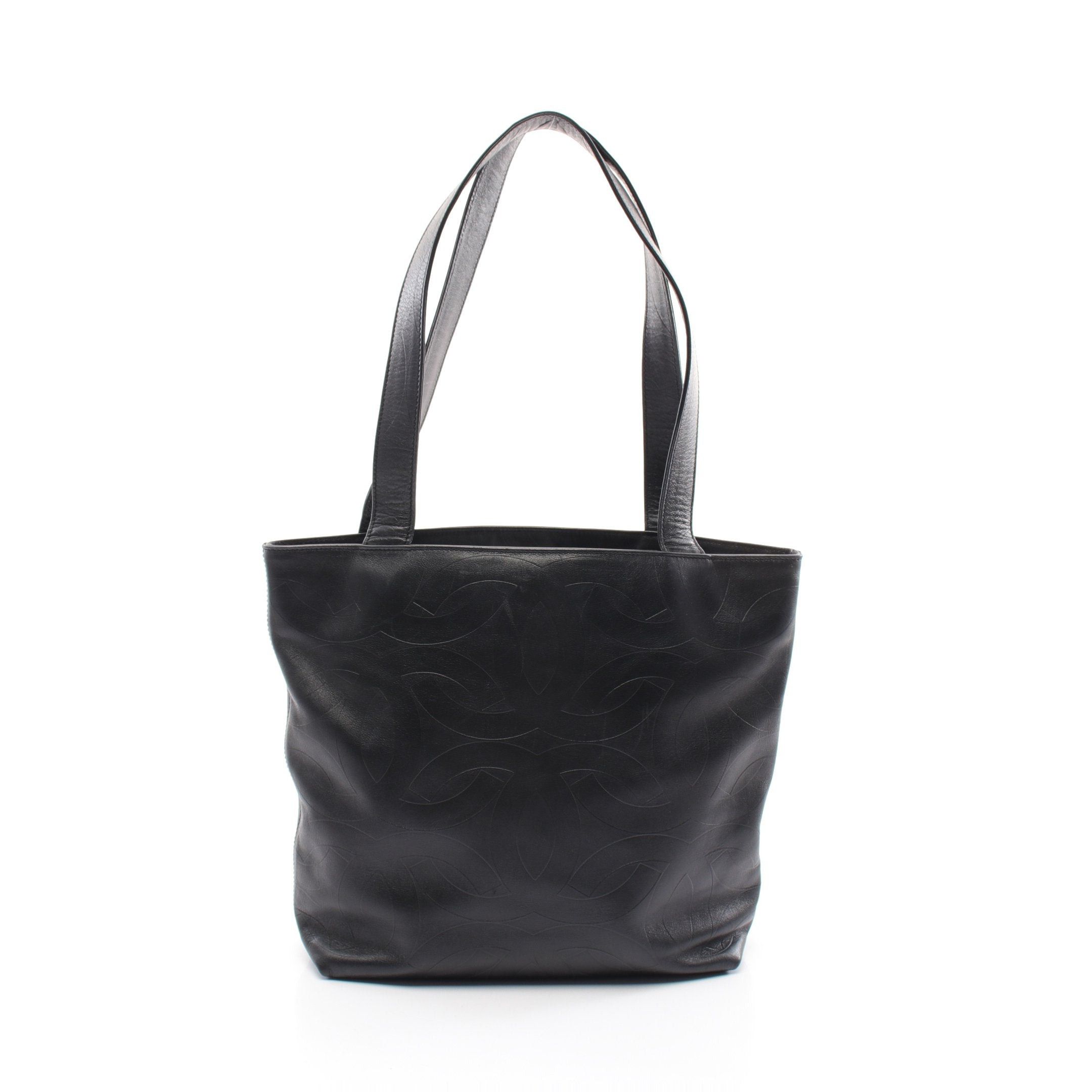 Chanel Chanel Coco Mark Shoulder Bag Tote Embossing Leather Black Gold Hardware Size ONE SIZE - 1 Thumbnail