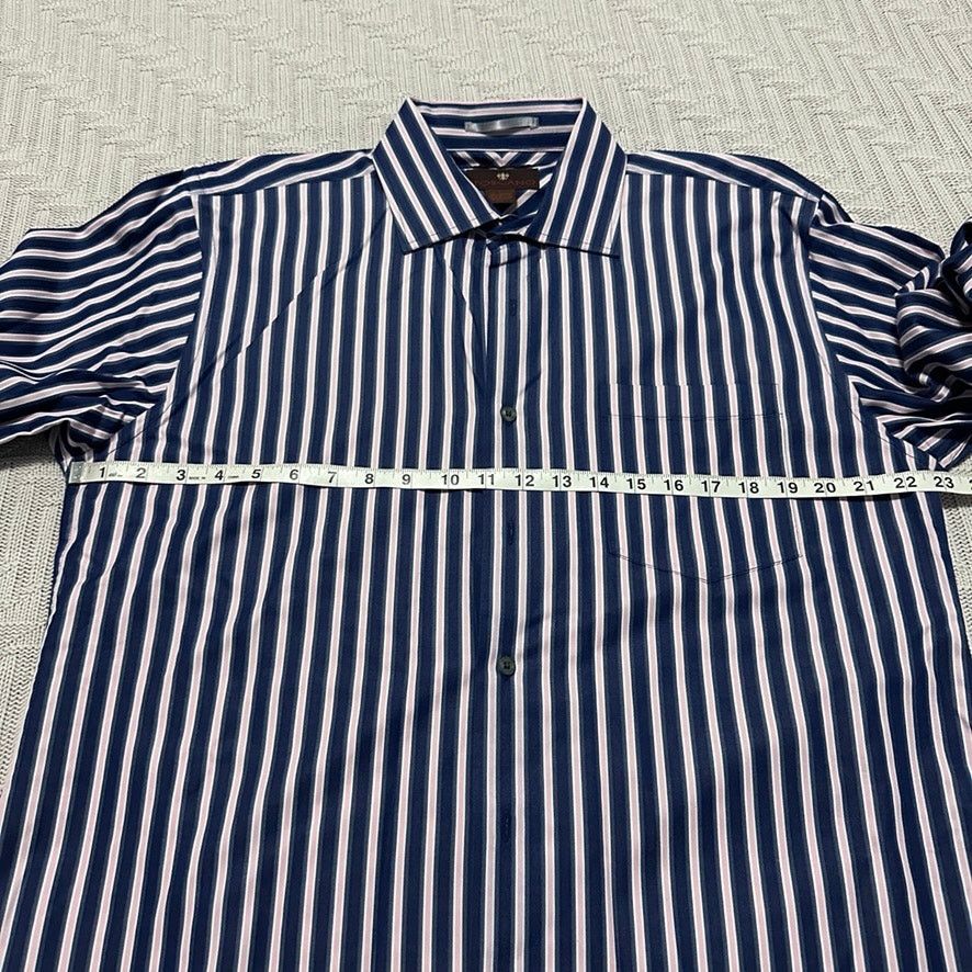 Toscano Toscano navy and pink striped button down shirt Size US L / EU 52-54 / 3 - 6 Thumbnail