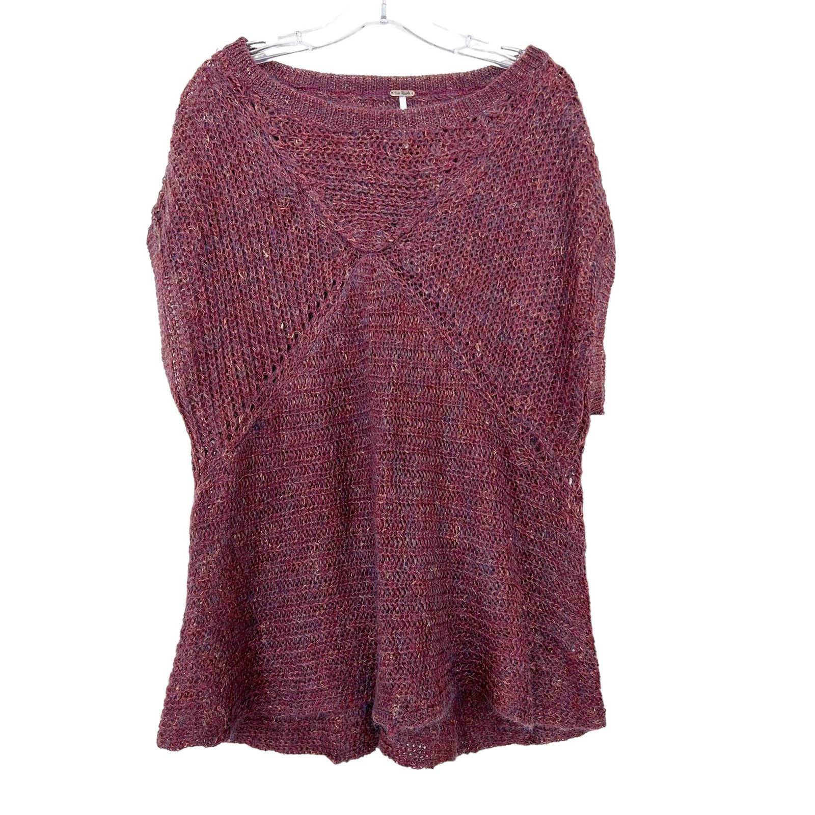 Free People Free People Maroon Wool Linen Mohair Blend Shirt Sz S Size S / US 4 / IT 40 - 1 Thumbnail