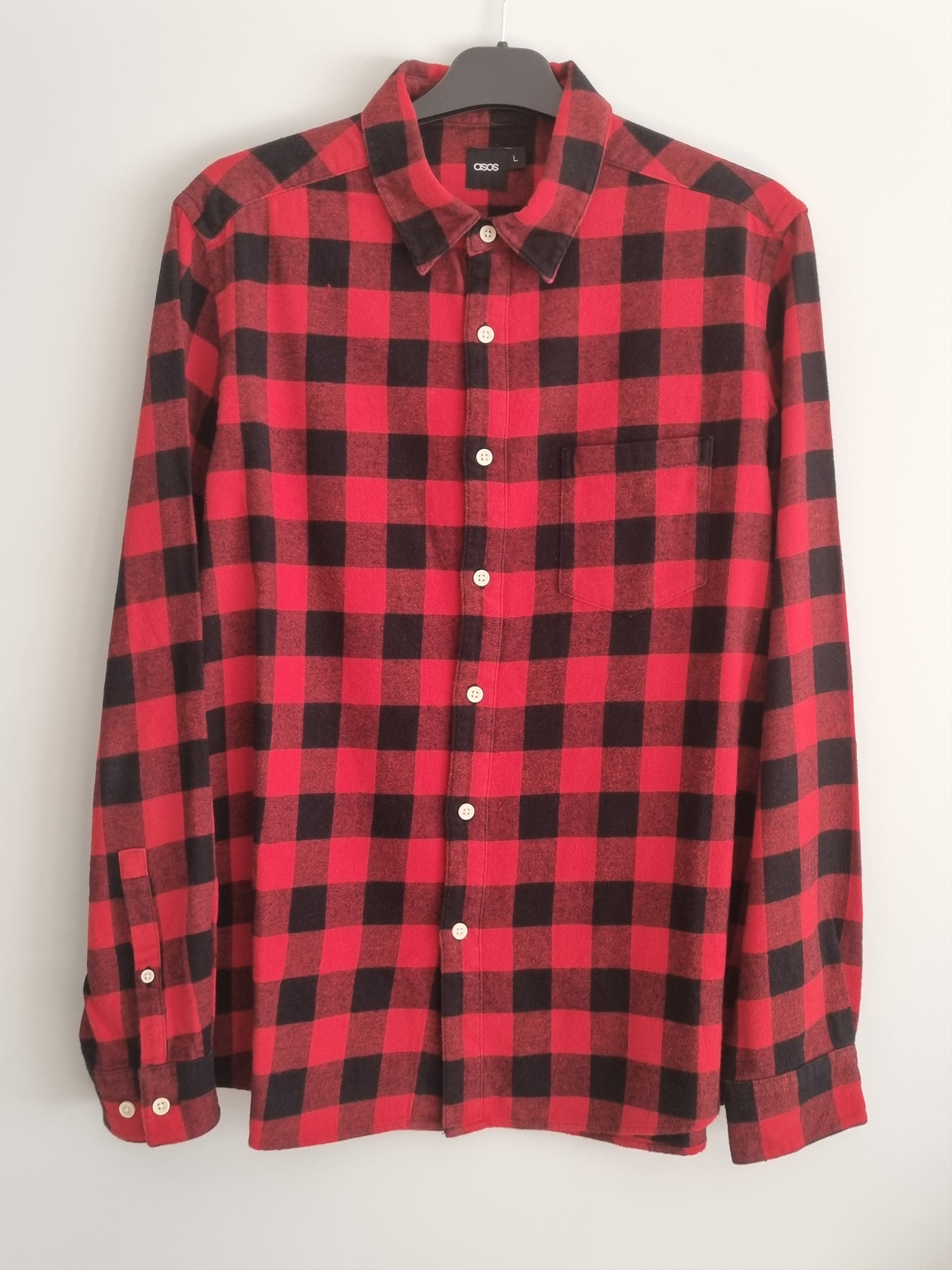Asos Red Buffalo Check Brushed Shirt Size US L / EU 52-54 / 3 - 1 Thumbnail