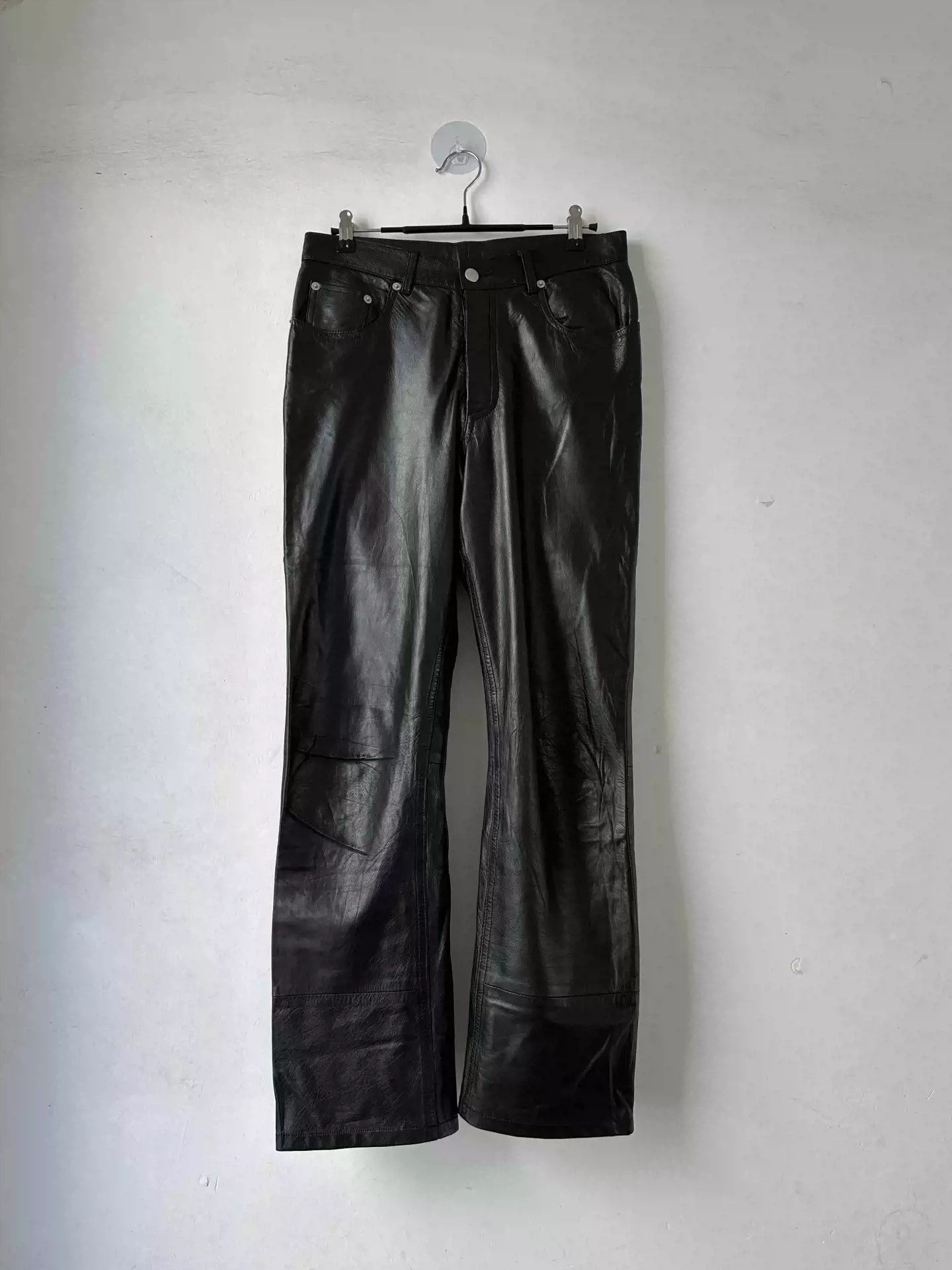 Helmut Lang Helmut lang archive leather pants A/W1999 micro lambskin trousers with multi-cut pieces Size US 29 - 1 Thumbnail