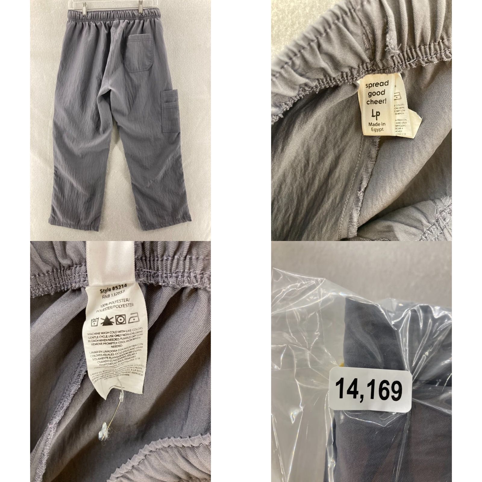 Vintage Spread Good Cheer! Scrub Pants Womens LP Gray Cargo Pocket Medical Drawstring Pants Size 36" / US 14 / IT 50 - 8 Thumbnail
