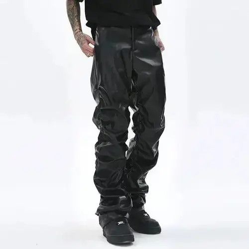 VIBE Loose Ruched Casual PU Leather Pant Size US 32 / EU 48 - 1 Thumbnail