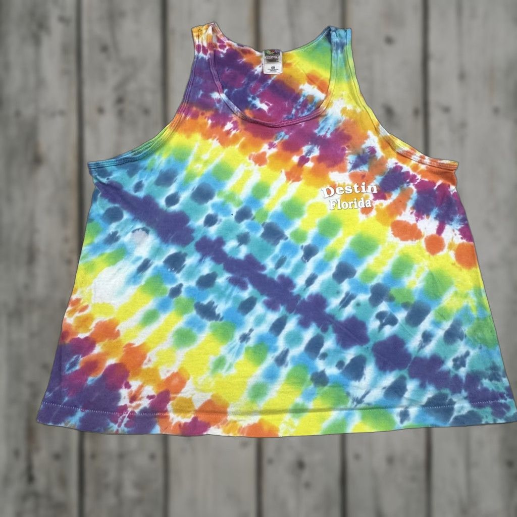 Fruit Of The Loom Fruit of the Loom Shirt Mens XL Rainbow Tie Dye Destin Florida Tank Top Beach Size US XL / EU 56 / 4 - 1 Thumbnail