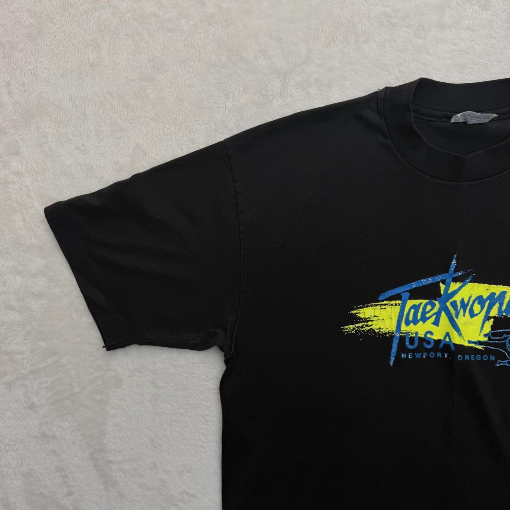 Hanes VINTAGE Hanes Taekwondo USA Shirt Mens Large Black Newport Oregon TKD 80s Size US L / EU 52-54 / 3 - 5 Thumbnail