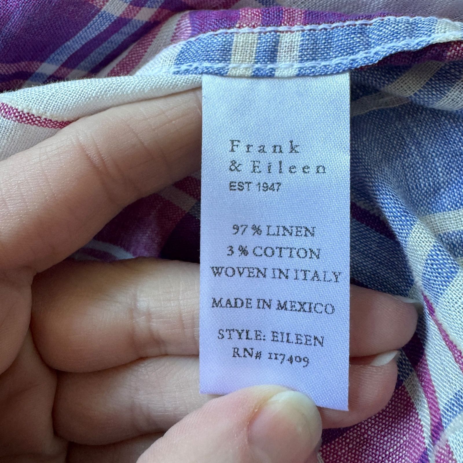 Frank & Eileen Frank & Eileen Barry Woven Button Up Shirt Pink Blue Plaid Size XS / US 0-2 / IT 36-38 - 7 Thumbnail