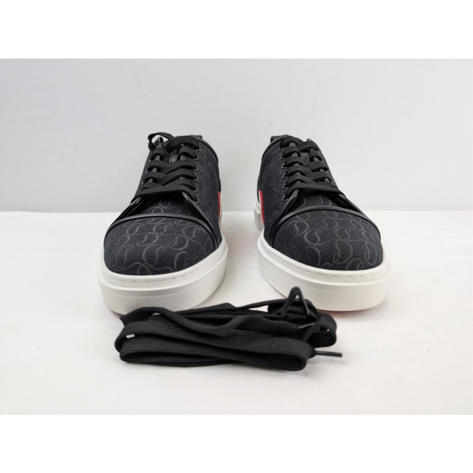 Christian Louboutin o1rshd1 Adolon Junior Flat Sneakers Shoe in Black/White Size US 12 / EU 45 - 8 Thumbnail