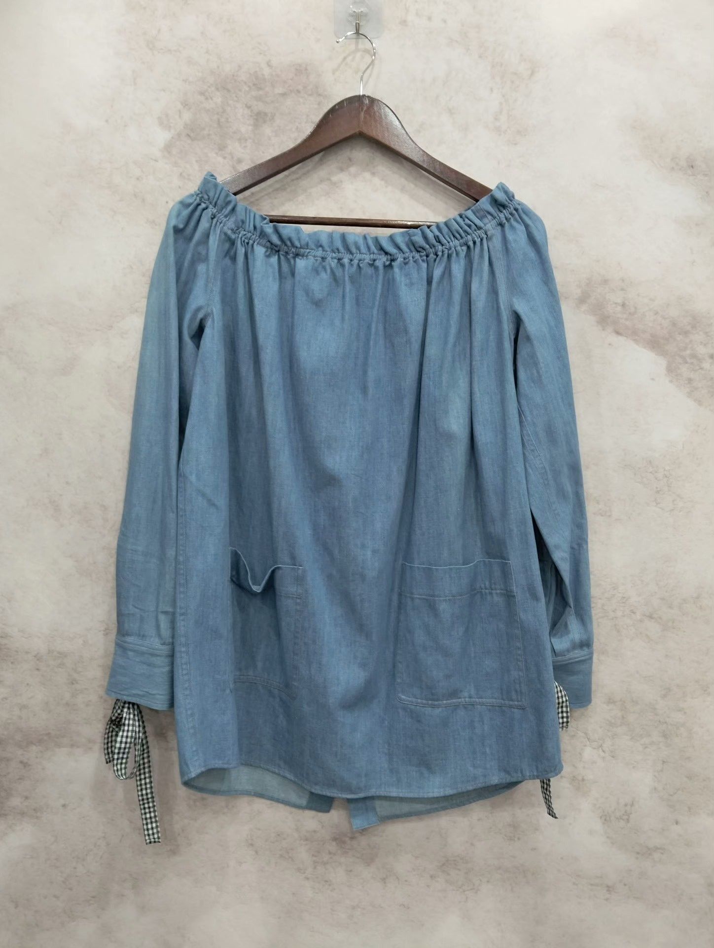 Miu Miu Miu Miu Denim Off-Shoulder Sweatshirt Size S / US 4 / IT 40 - 1 Thumbnail