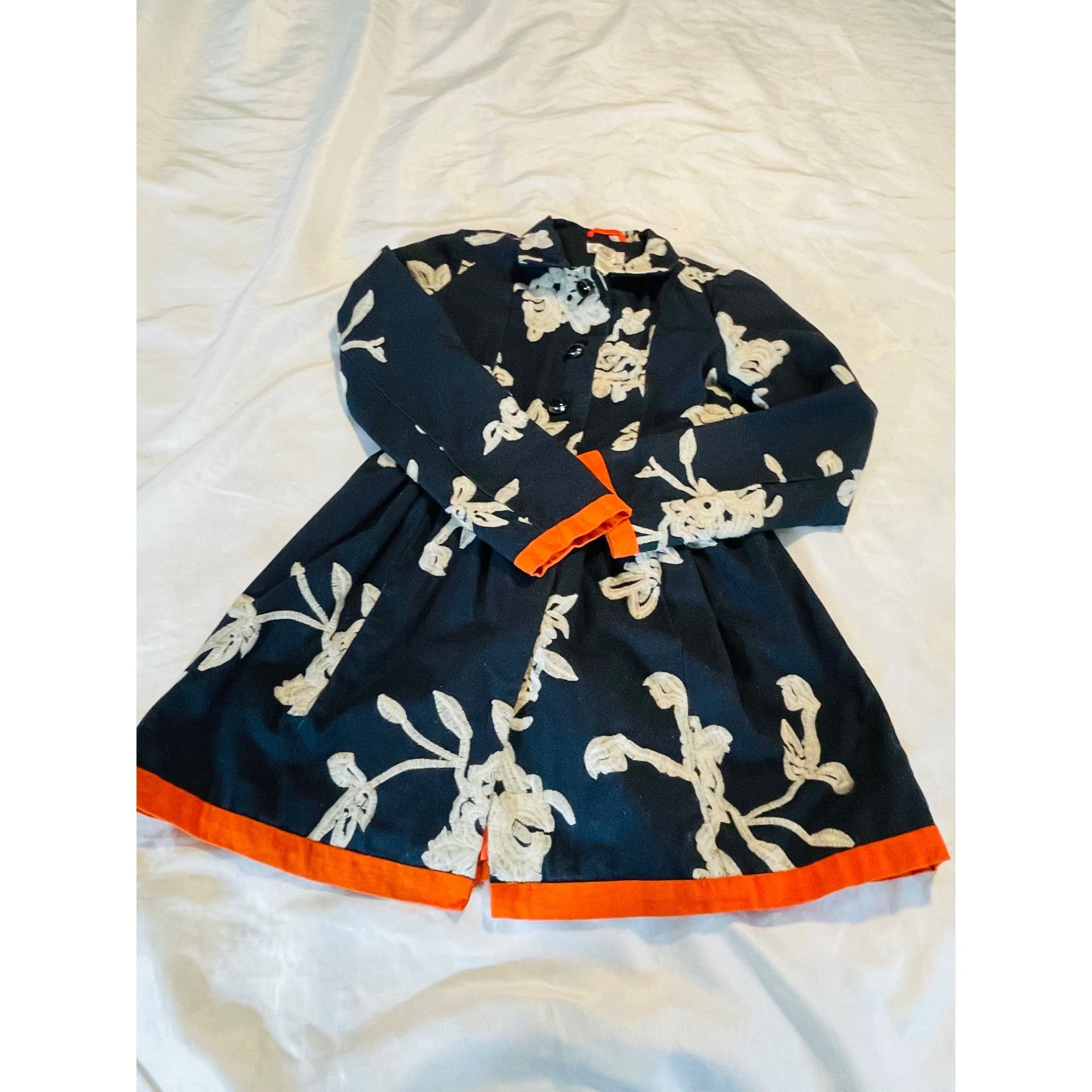 Other Freeway Floral Embroidered Baby Doll Jacket, Navy With Orang Size S / US 4 / IT 40 - 8 Thumbnail