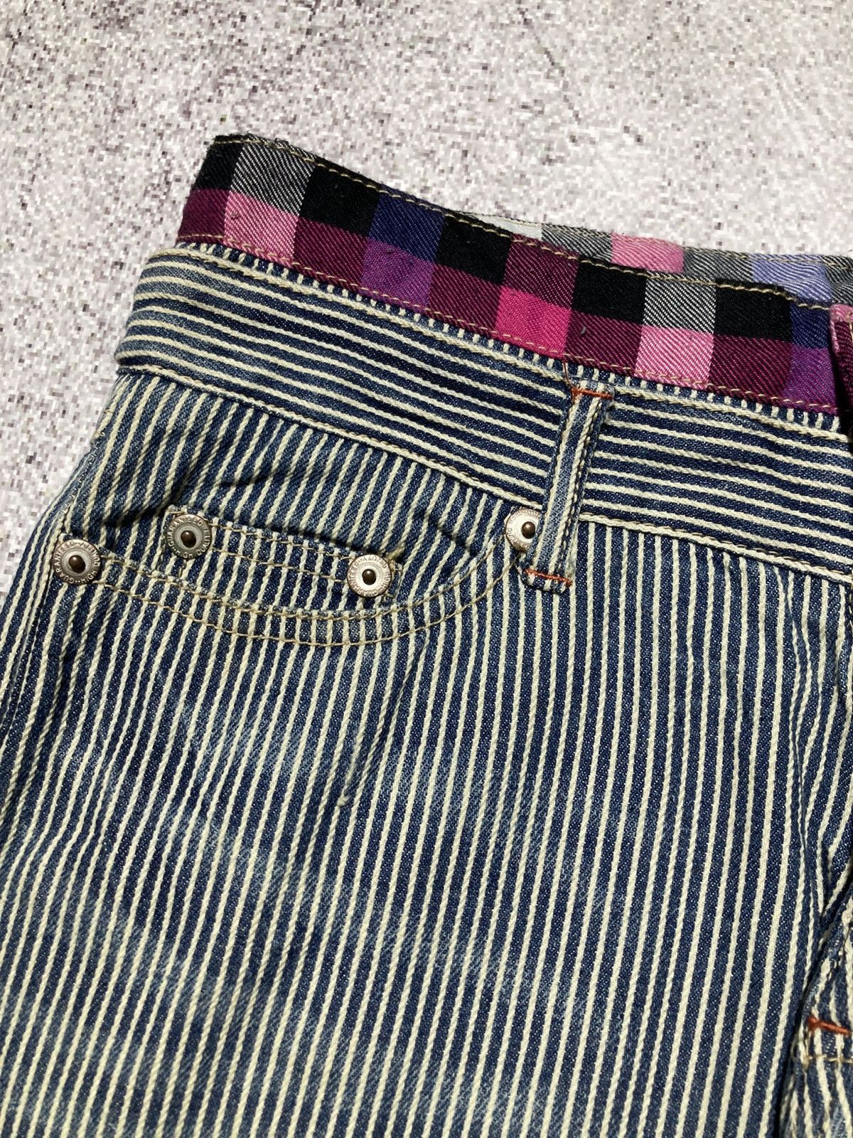 Japanese Brand 2000s Japanese Brand Double Waist Ripped Striped Pants Size US 29 - 10 Thumbnail