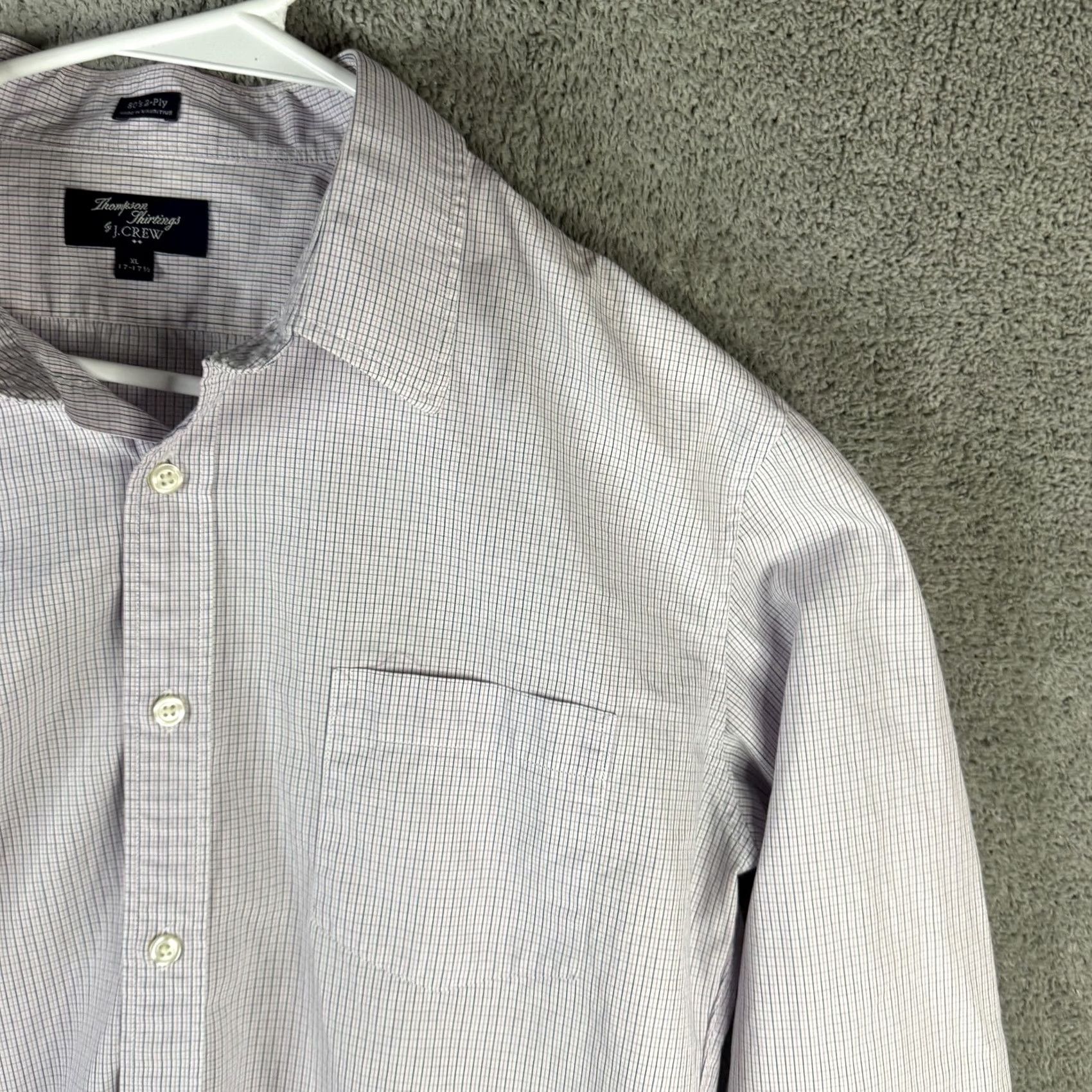 J.Crew J.Crew Shirt Mens XL 17.5 Purple Check Cotton Button Front Dress Long Sleeve Size 46R - 4 Thumbnail
