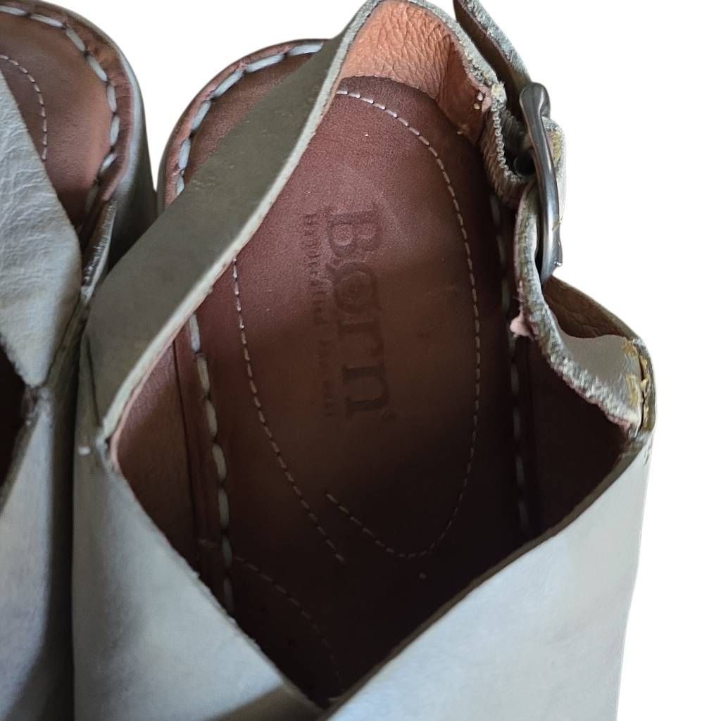 Born Born Women's Size 7 Gray Leather Platform Wedge Sandals Size US 7 / IT 37 - 4 Thumbnail