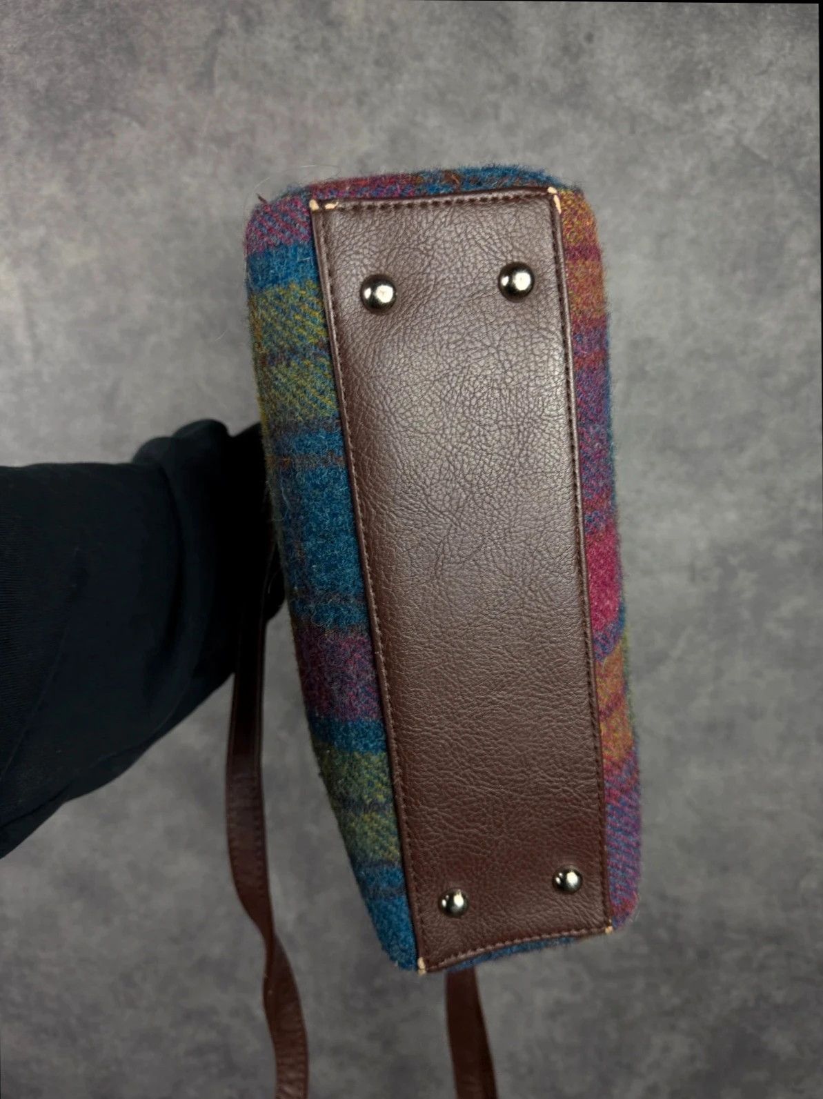 Harris Tweed Harris Tweed Wool Leather Bag Tartan Clutch Size ONE SIZE - 8 Thumbnail