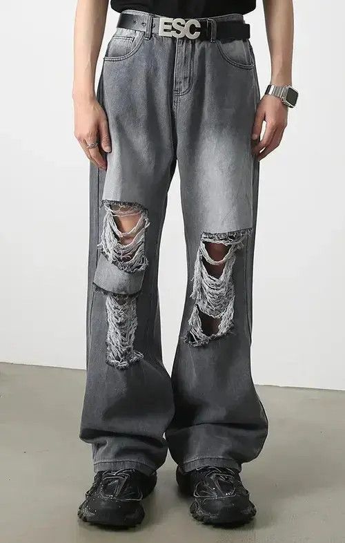 Japanese Brand × Jean Harajuku Ripped Jeans Men Wide Leg Size US 30 / EU 46 - 2 Thumbnail