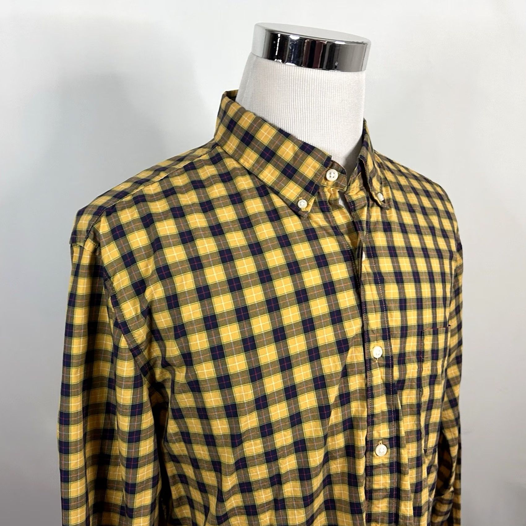 J.Crew J.CREW Shirt XL Slim Best Secret Wash 100s 2 Play Yarns Plaid Yellow Blue Tartan Button-Front Collared Mens Regular Size XS-XL Size US XL / EU 56 / 4 - 2 Thumbnail