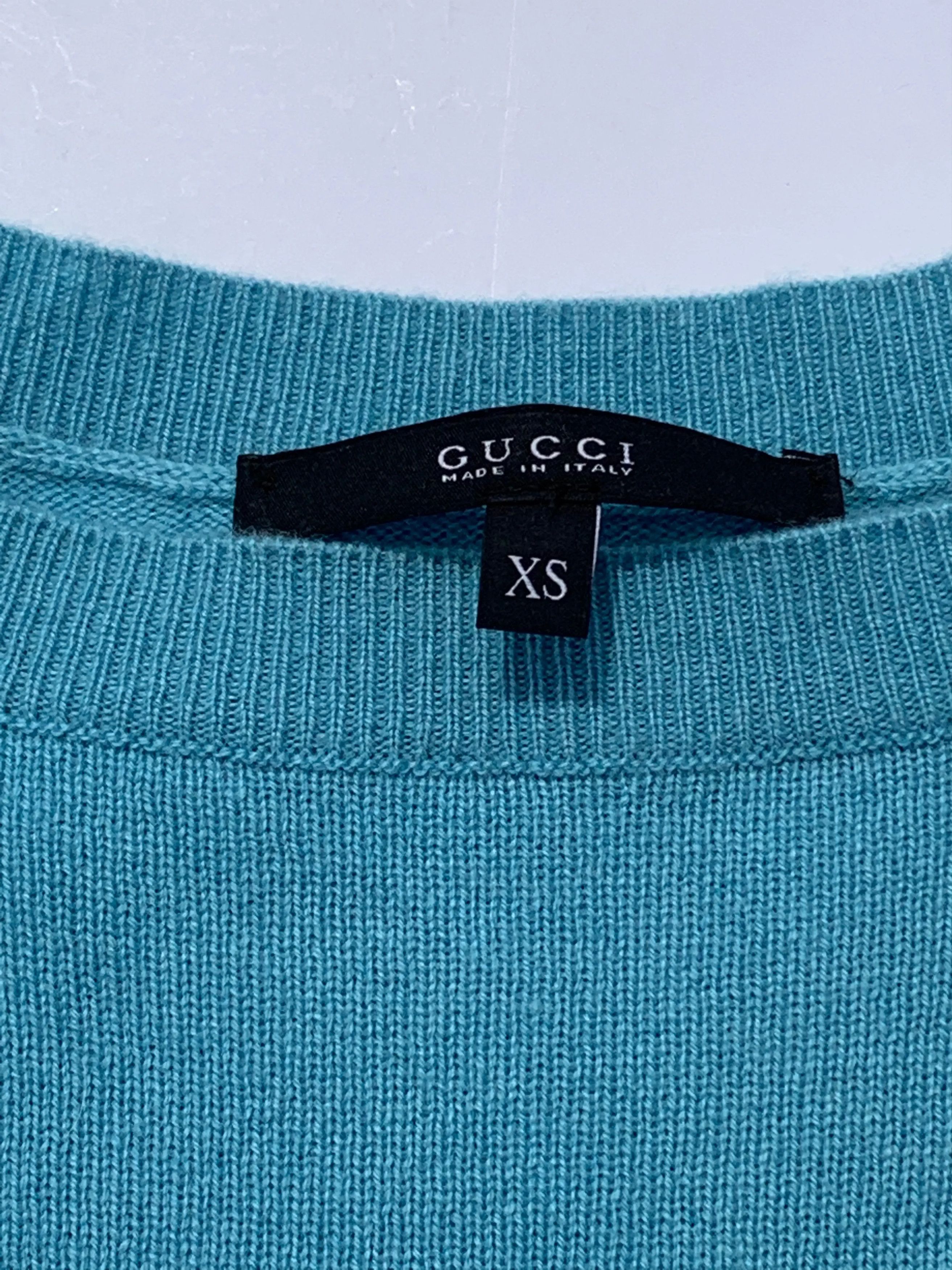 Gucci Gucci Aqua Blue Knit Sweater Interlocking G Size US XS / EU 42 / 0 - 2 Thumbnail